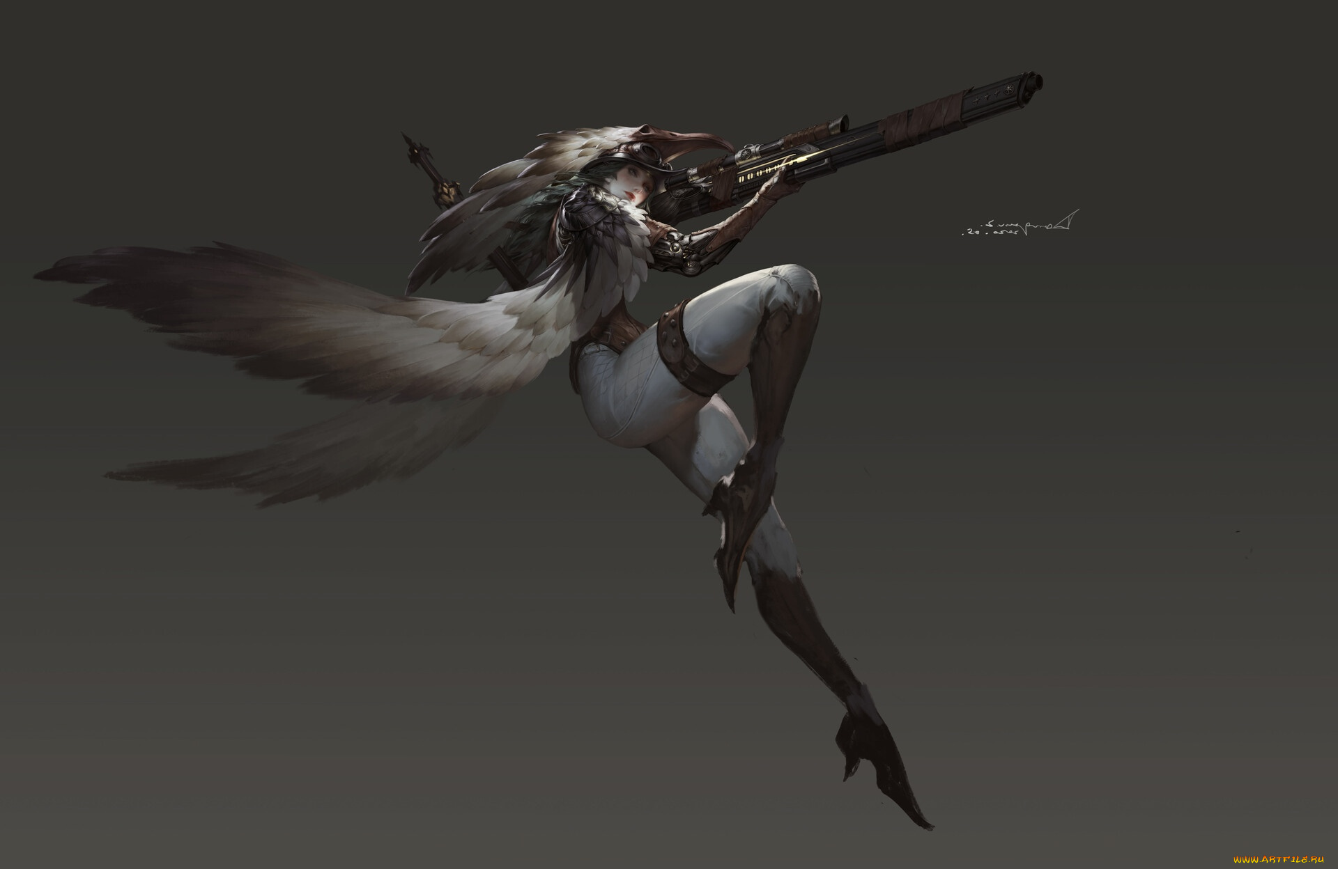 фэнтези, ангелы, девушка, оружие, крылья