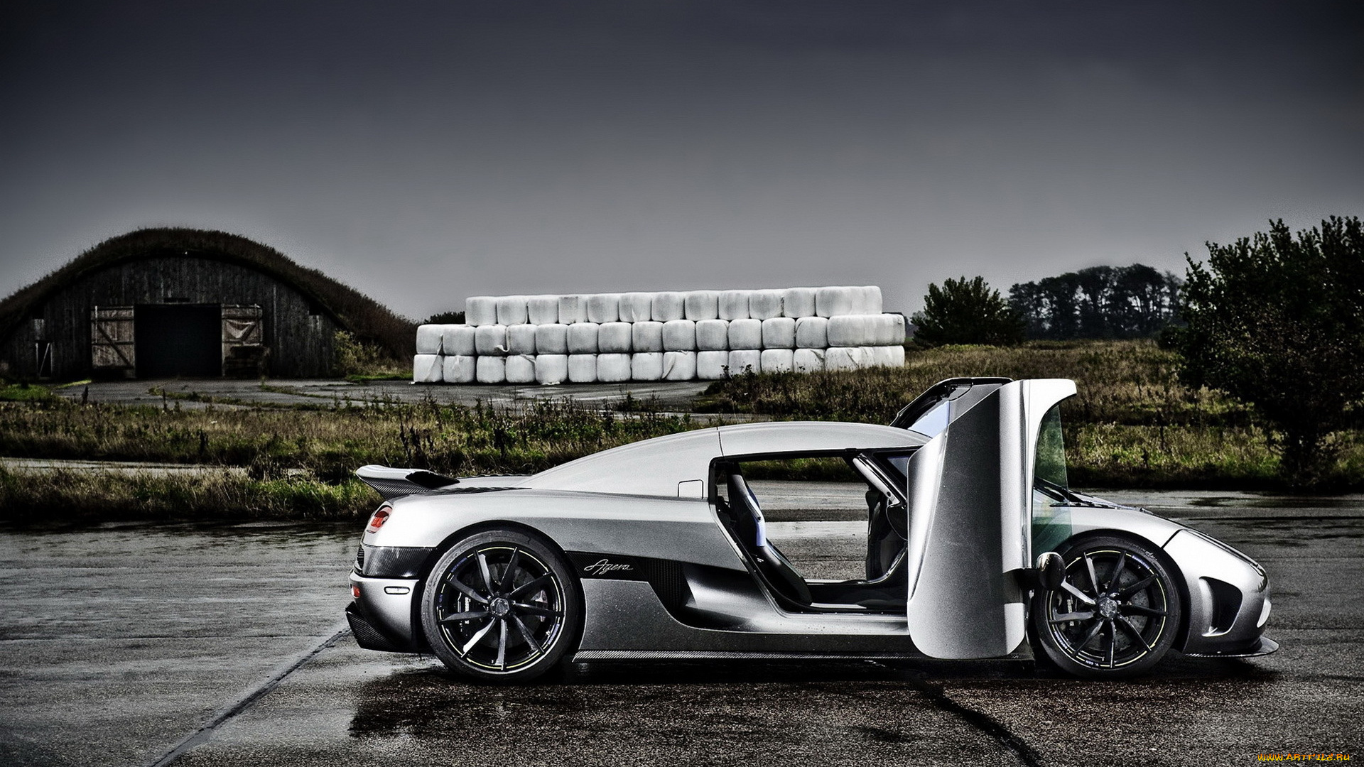 автомобили, koenigsegg, серебристый, двери, склад