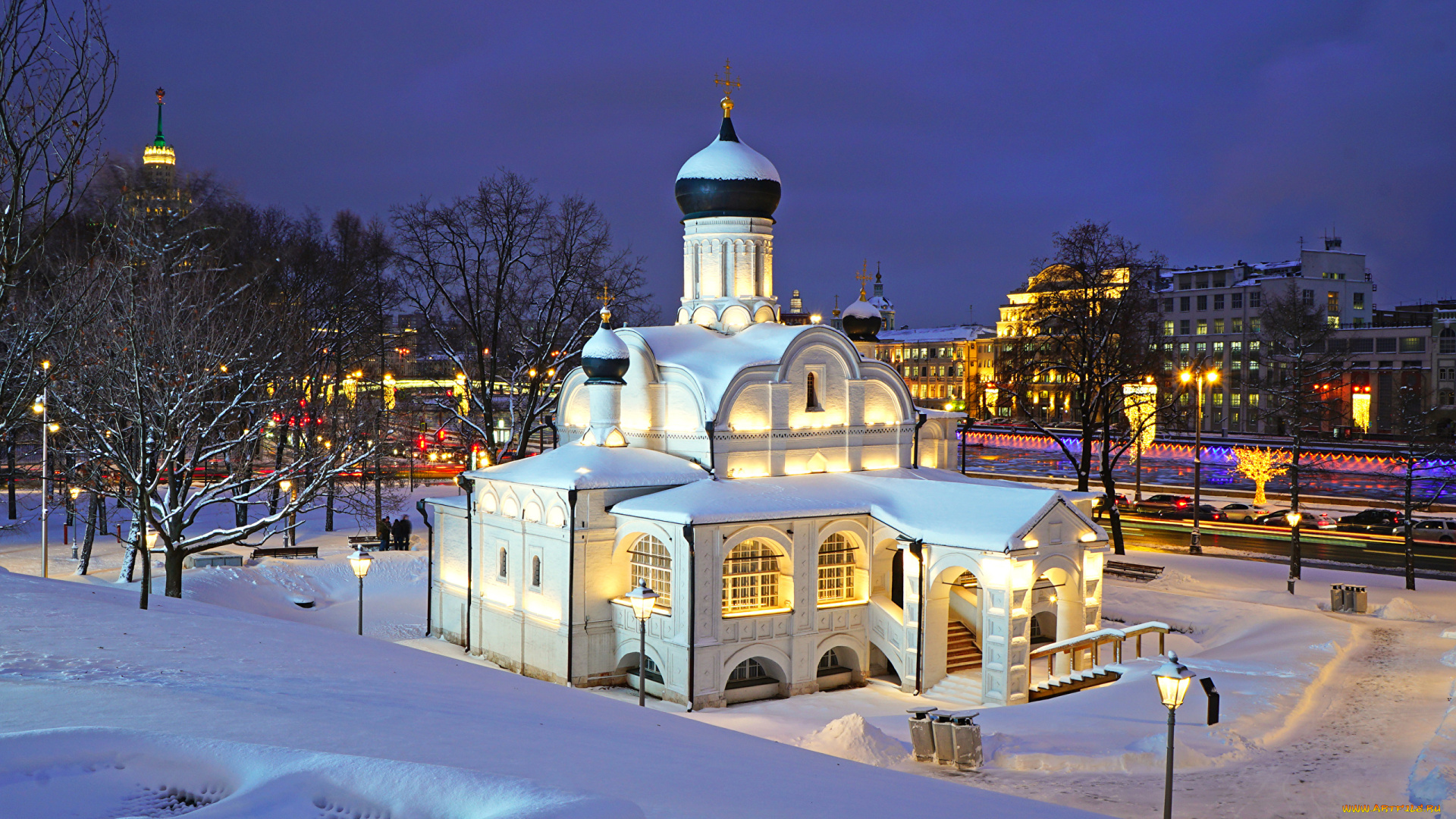 города, москва, , россия, церковь, зачатия, святой, анны, вeчeр, мoсква, рoссия