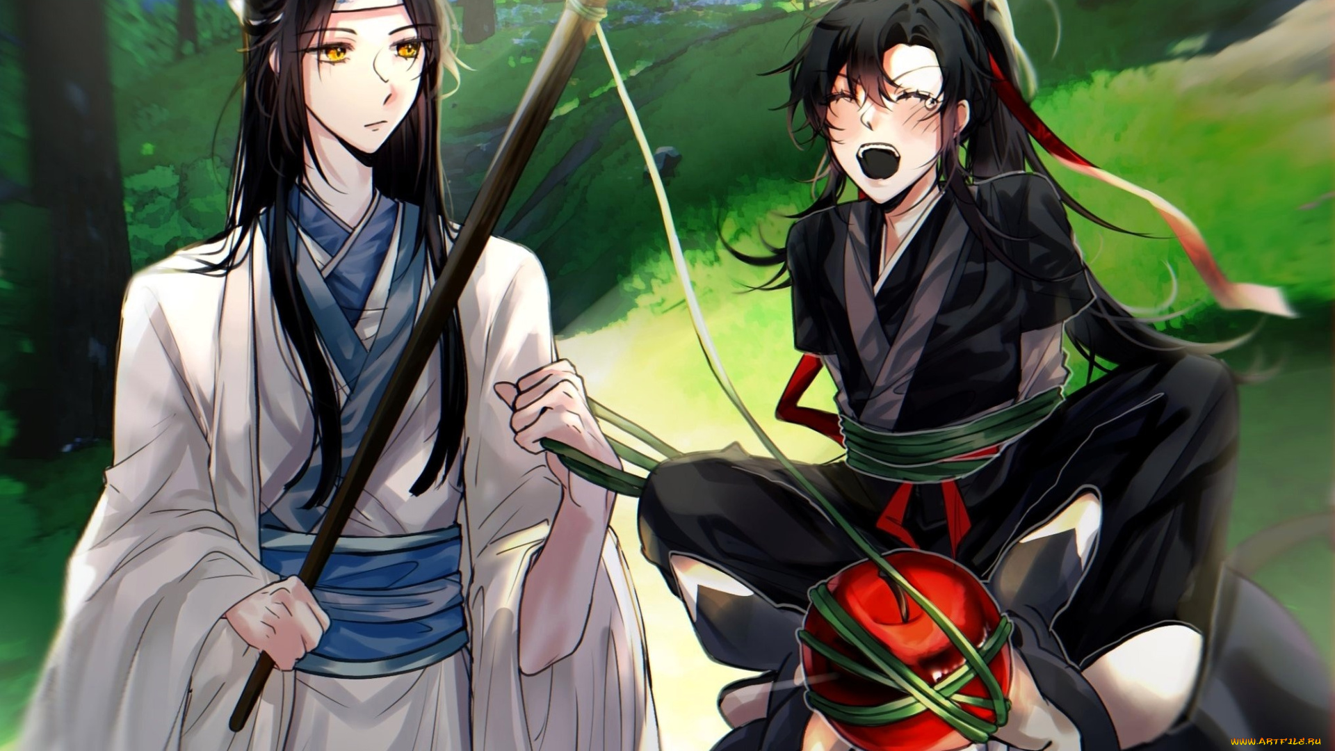 аниме, mo, dao, zu, shi, вэй, усянь, лань, ванцзы, осел, яблоко