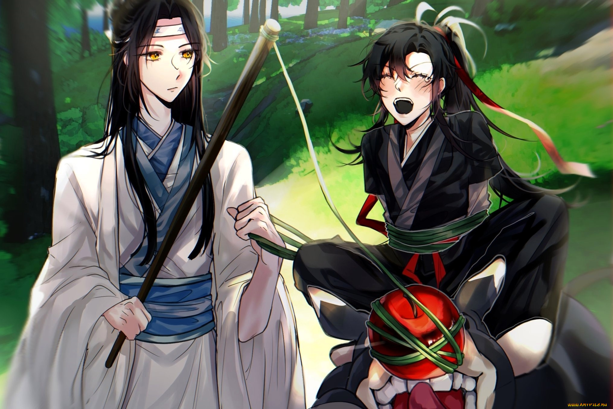 аниме, mo, dao, zu, shi, вэй, усянь, лань, ванцзы, осел, яблоко