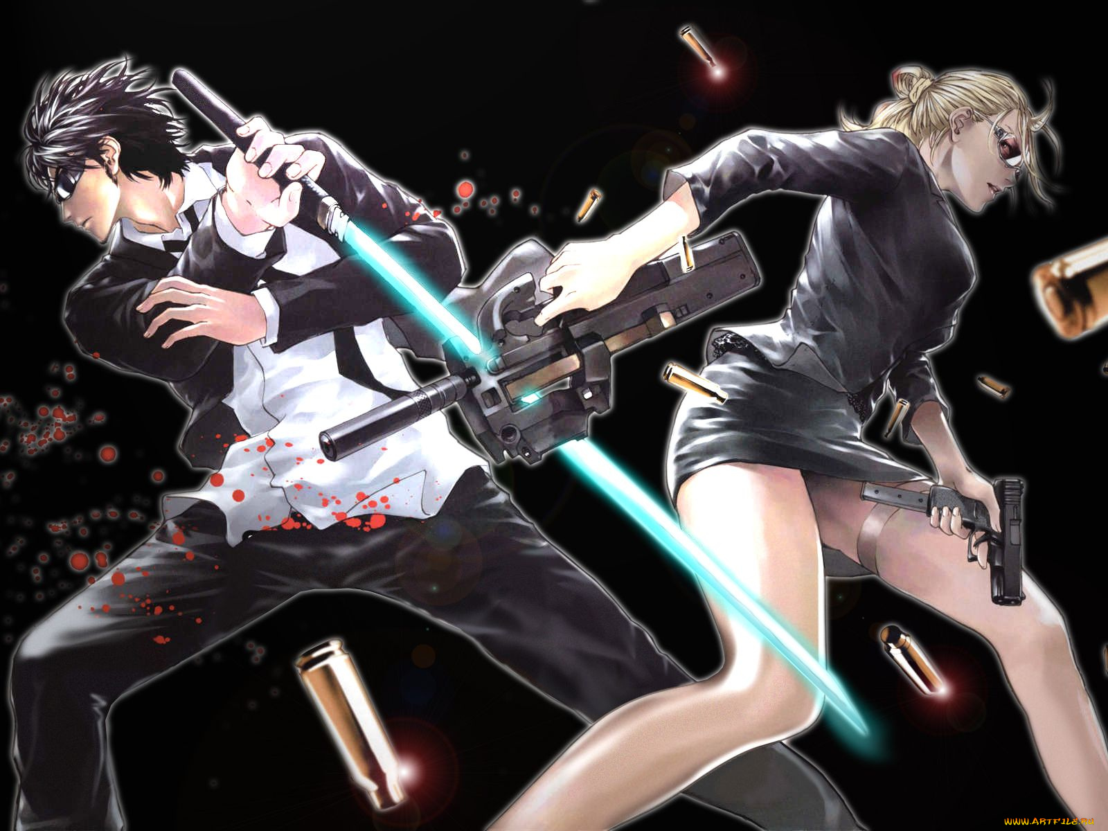 аниме, weapon, blood, technology