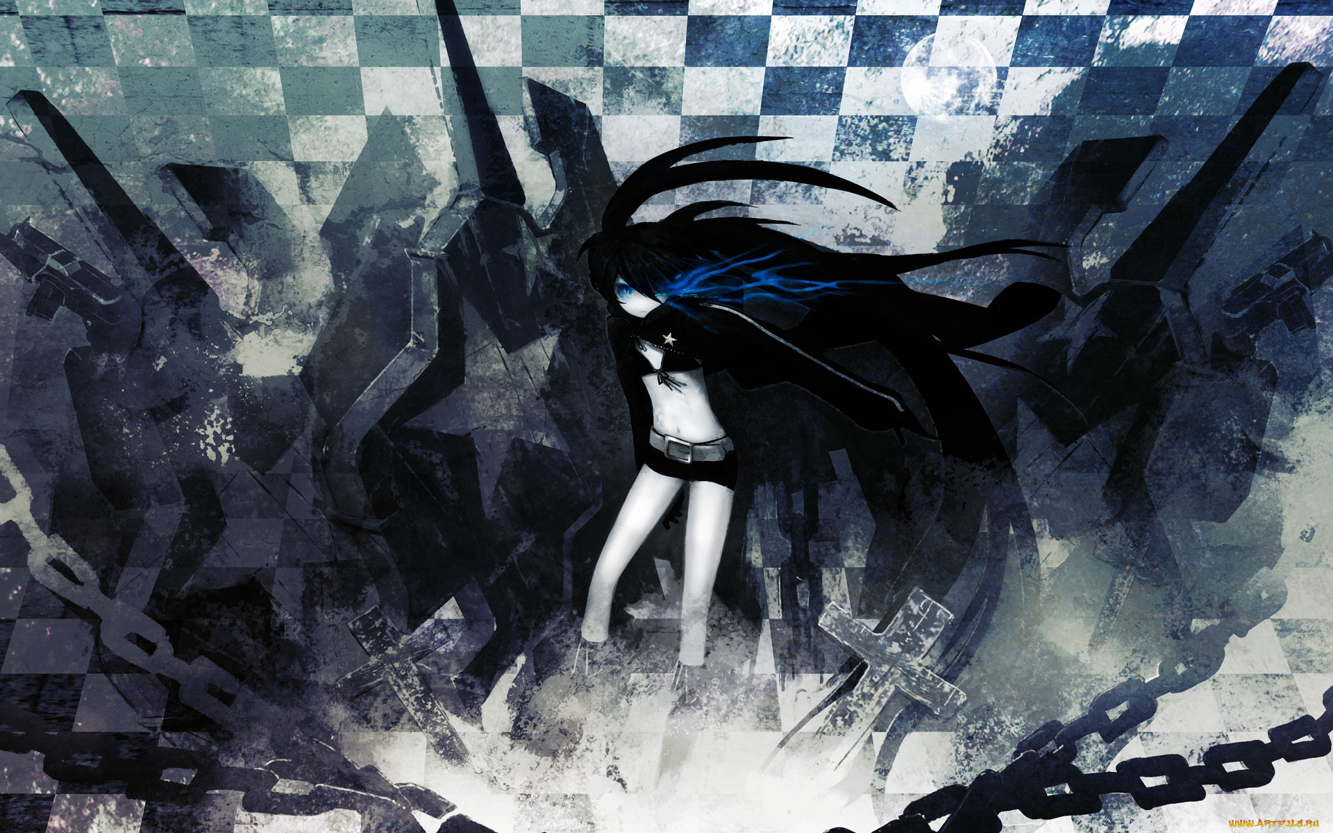 аниме, black, rock, shooter