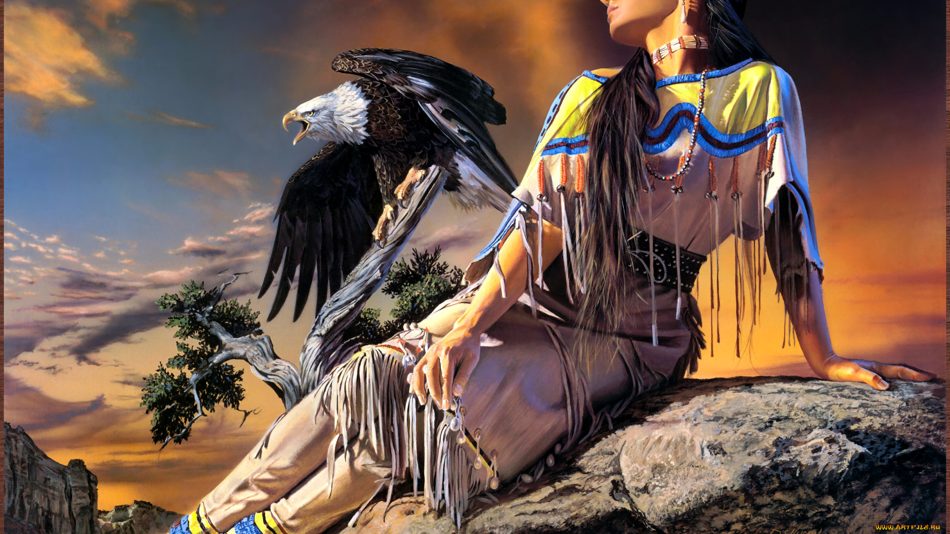 david, kucera, through, eyes, of, another, рисованные, e, девушка, индианка, орёл, арт