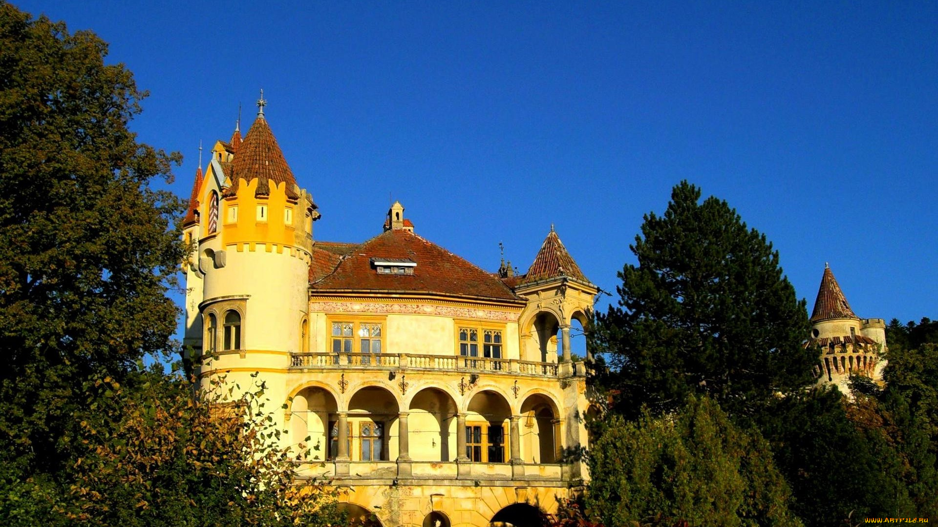 города, дворцы, замки, крепости, замок, башни, деревья