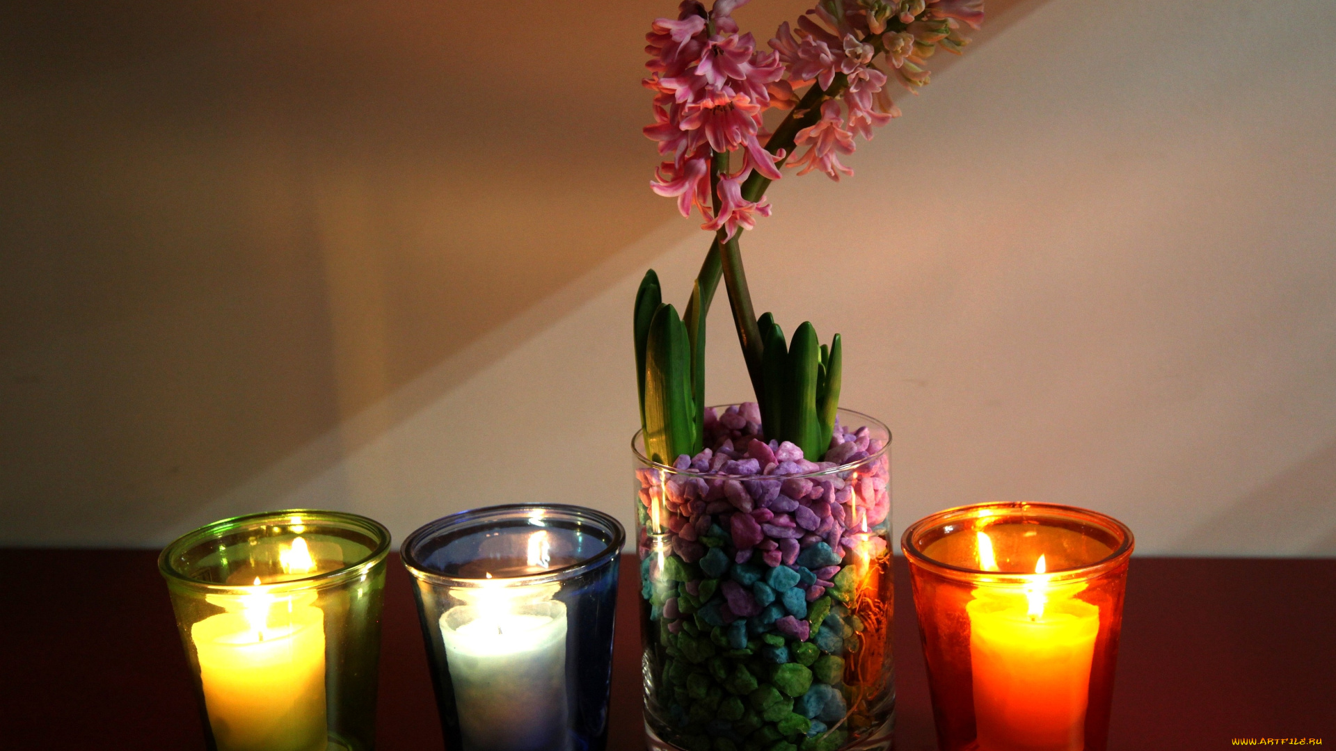 разное, свечи, гиацинты, пламя
