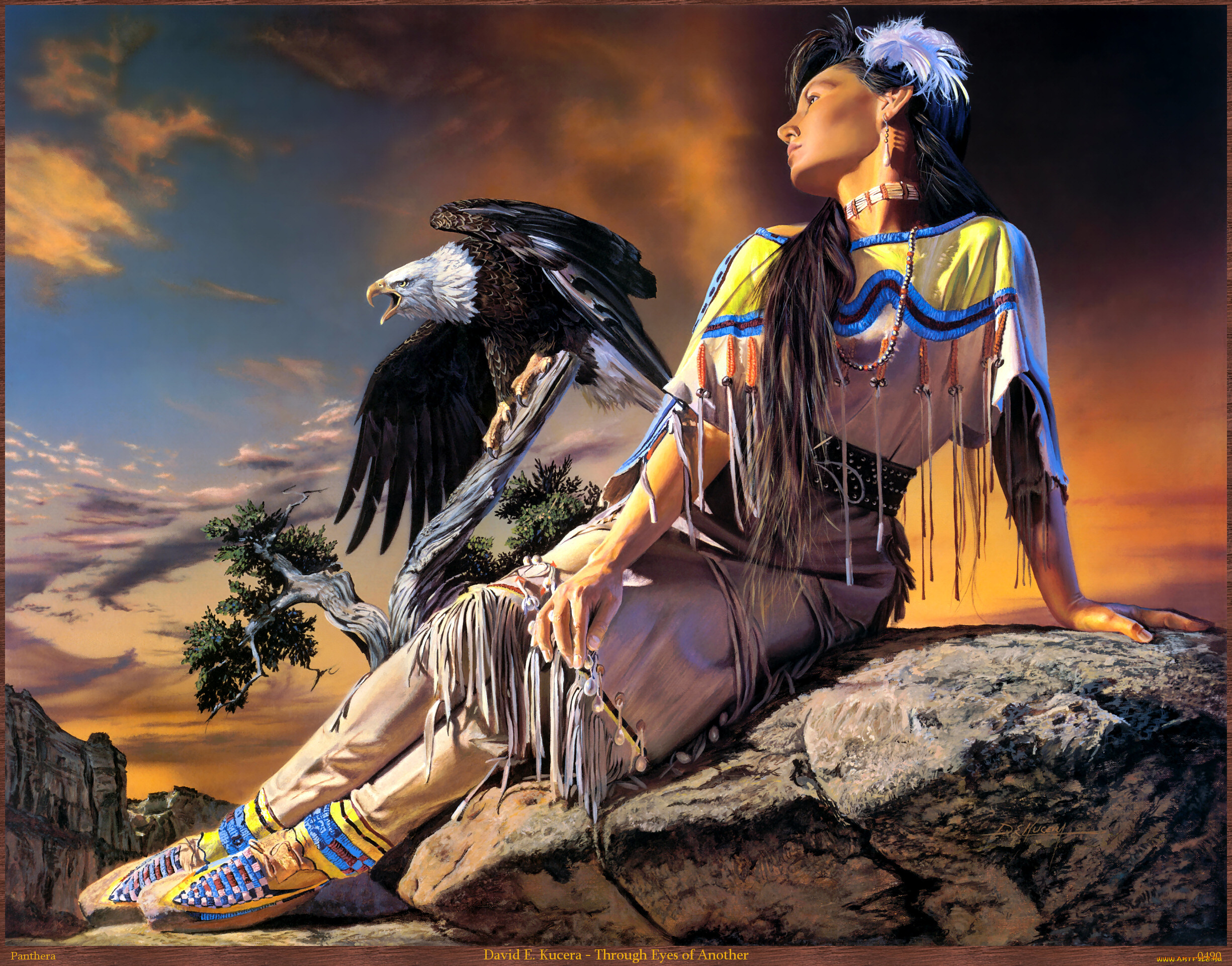 david, kucera, through, eyes, of, another, рисованные, e, девушка, индианка, орёл, арт