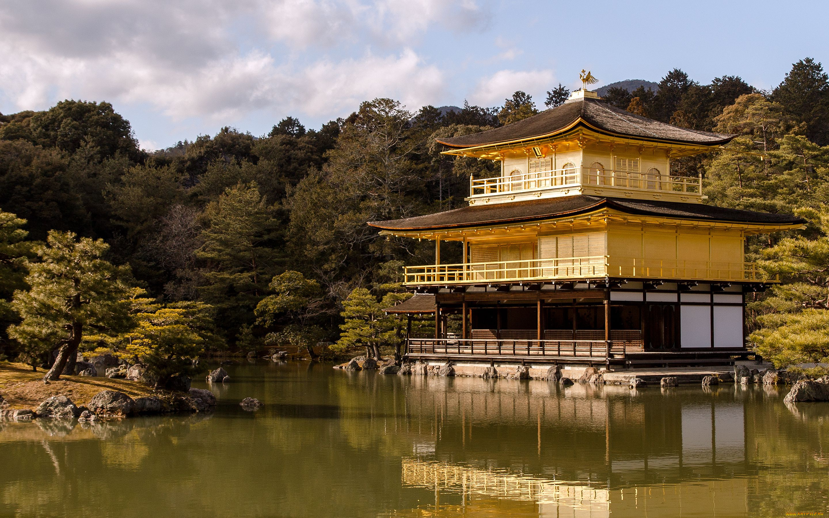 the, golden, pavilion, города, буддистские, другие, храмы, kyoto, japan