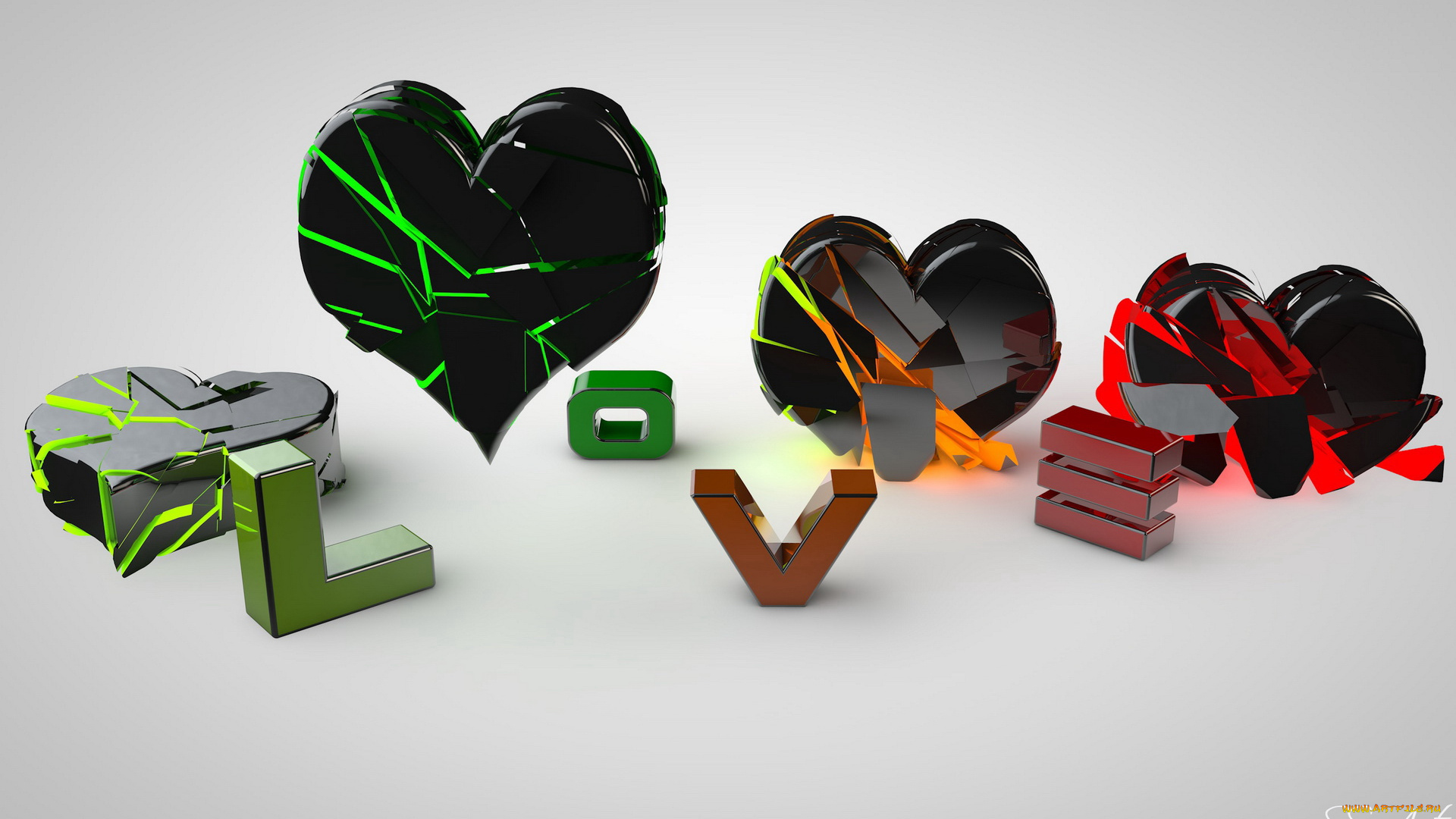 3д, графика, romance, сердечки