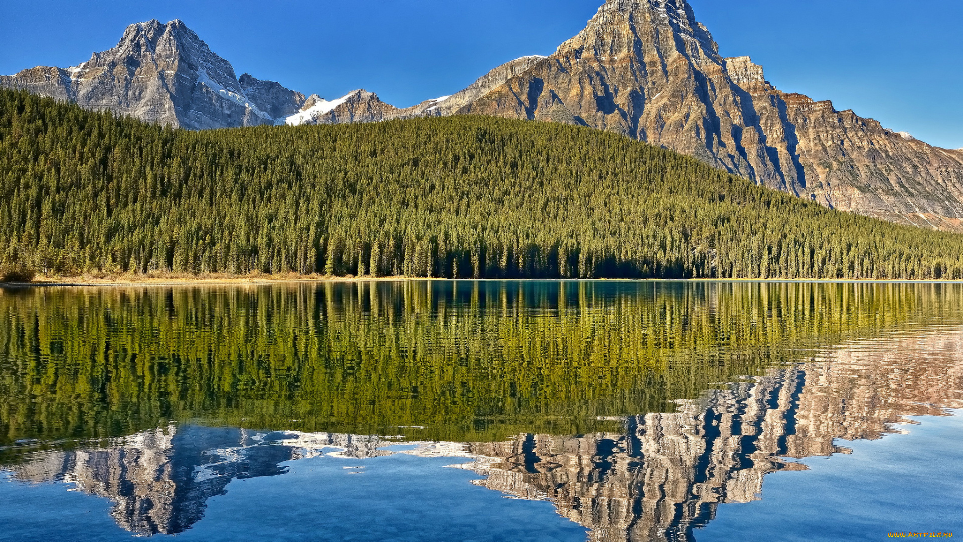 howse, peak, mount, chephren, alberta, canada, природа, реки, озера, lower, waterfowl, lake, альберта, канада, горы, озеро, отражение