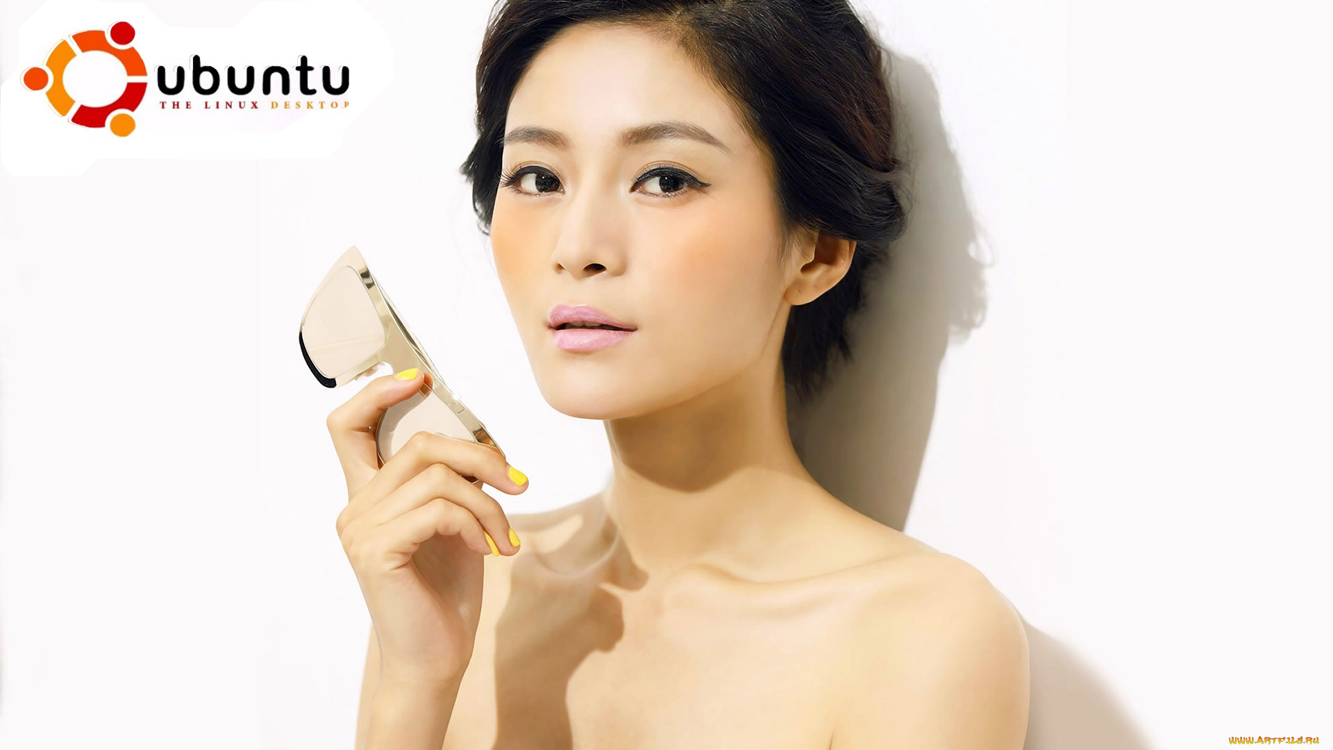 компьютеры, ubuntu, linux, девушка, азиатка, очки