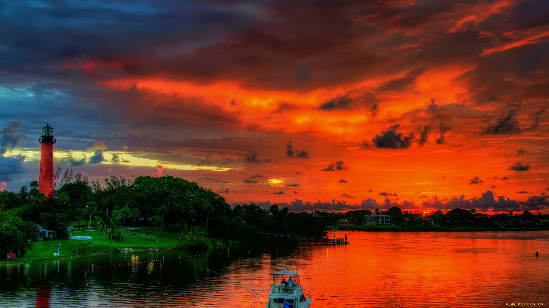 природа, маяки, краски, тучи, вечер, маяк, залив