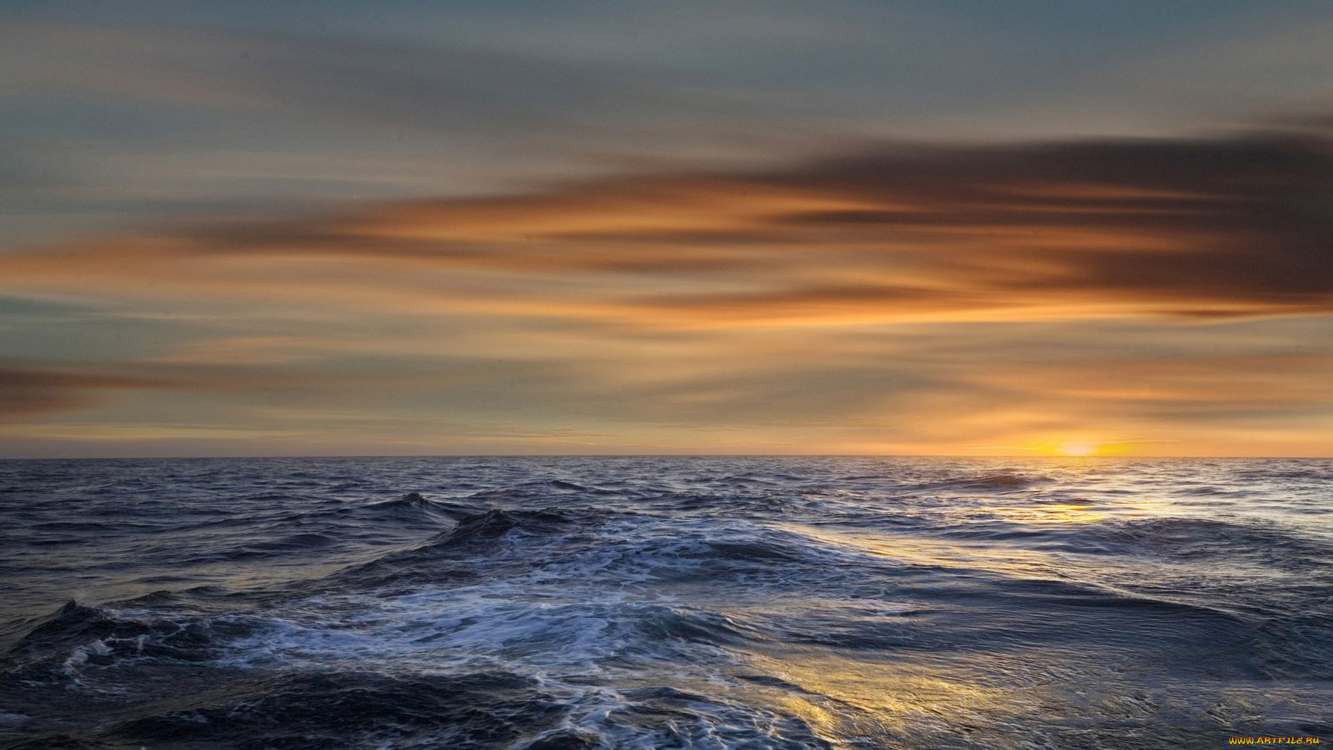 природа, моря, океаны, океан, волны, тучи, свет