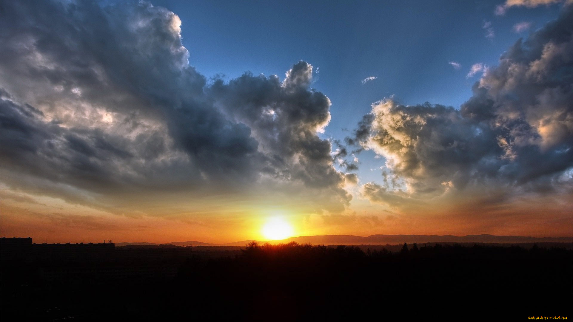 природа, восходы, закаты, облака, солнце, вечер, горизонт