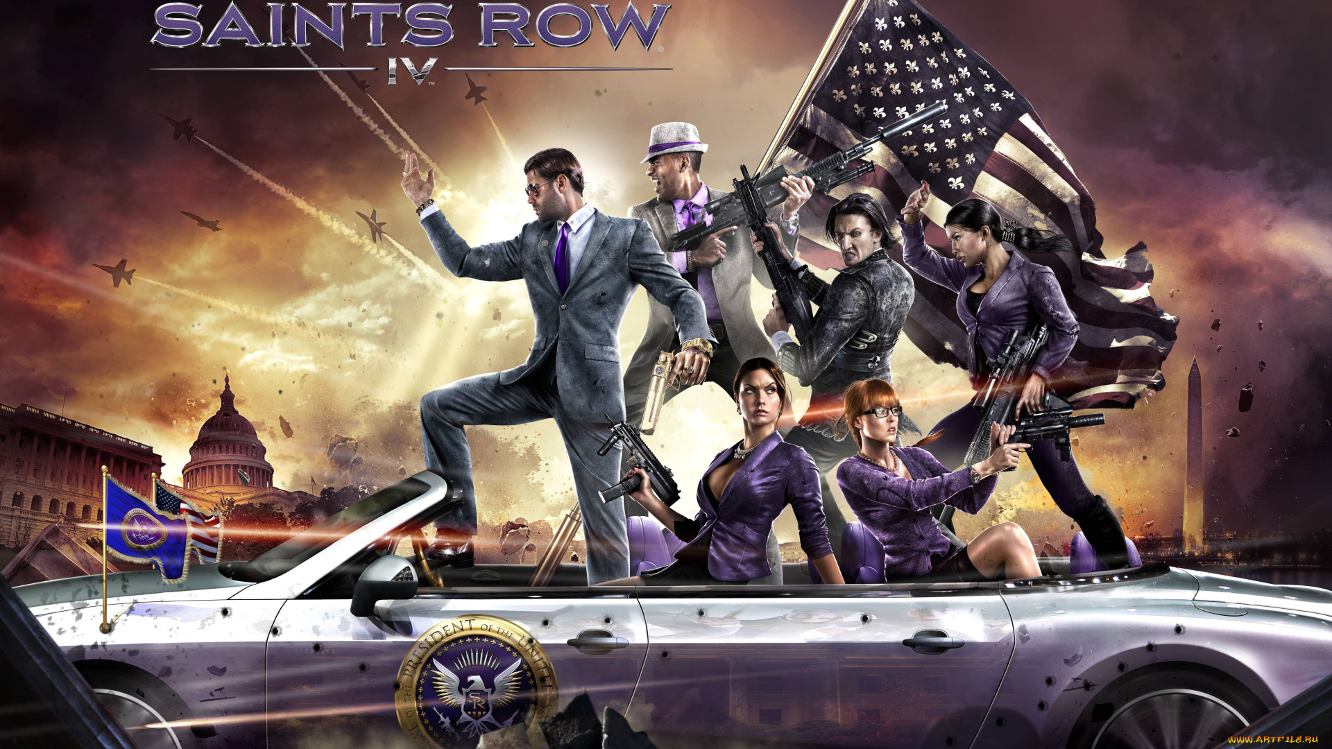 saints, row, iv, видео, игры, авто, флаг, оружие