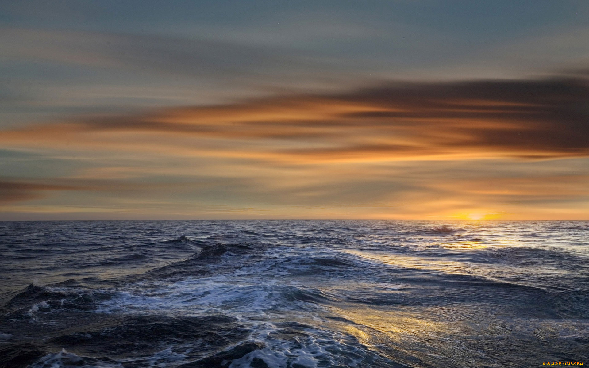 природа, моря, океаны, океан, волны, тучи, свет
