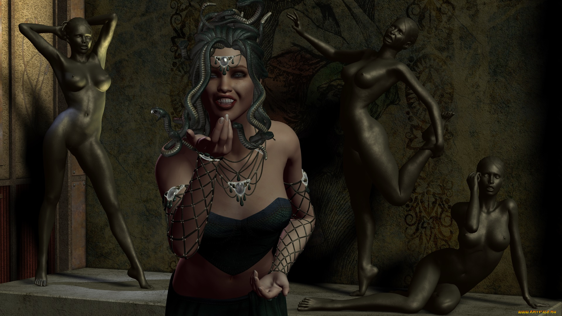 3д, графика, fantasy, , фантазия, скульптура, горгона