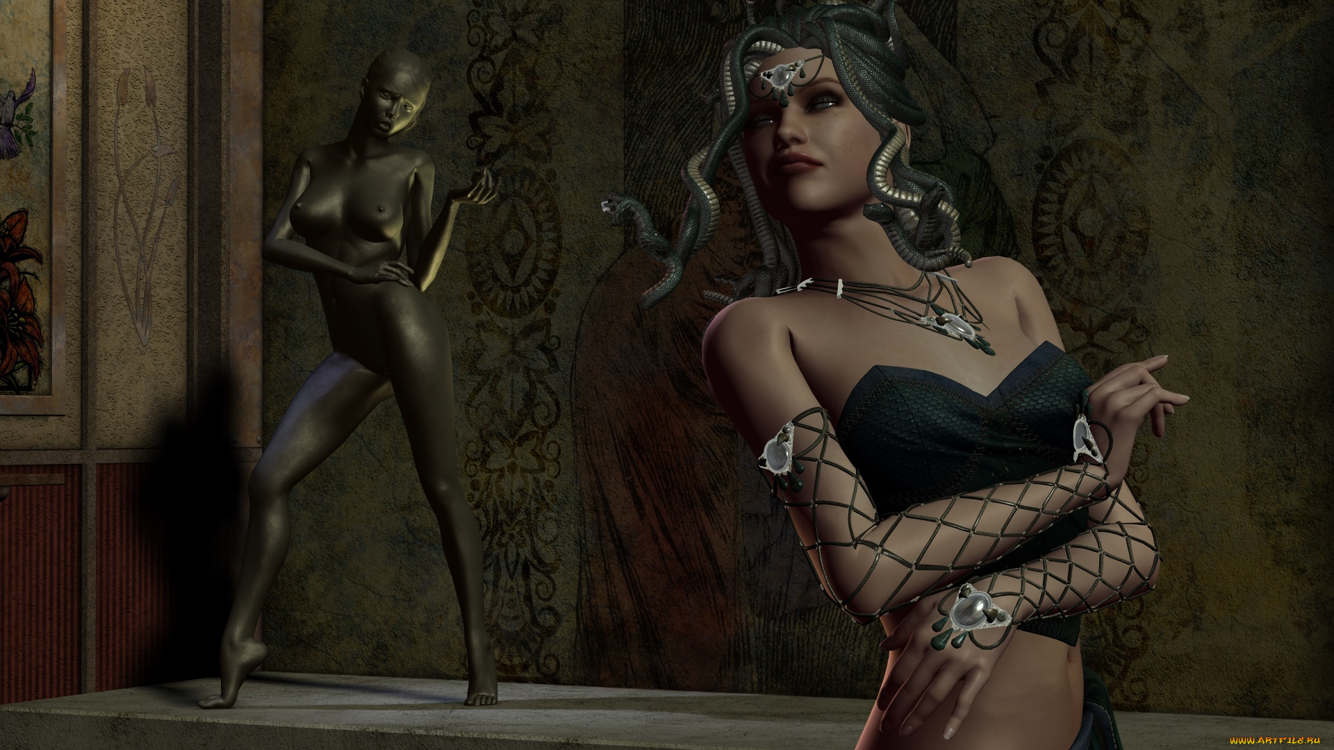 3д, графика, fantasy, , фантазия, скульптура, горгона