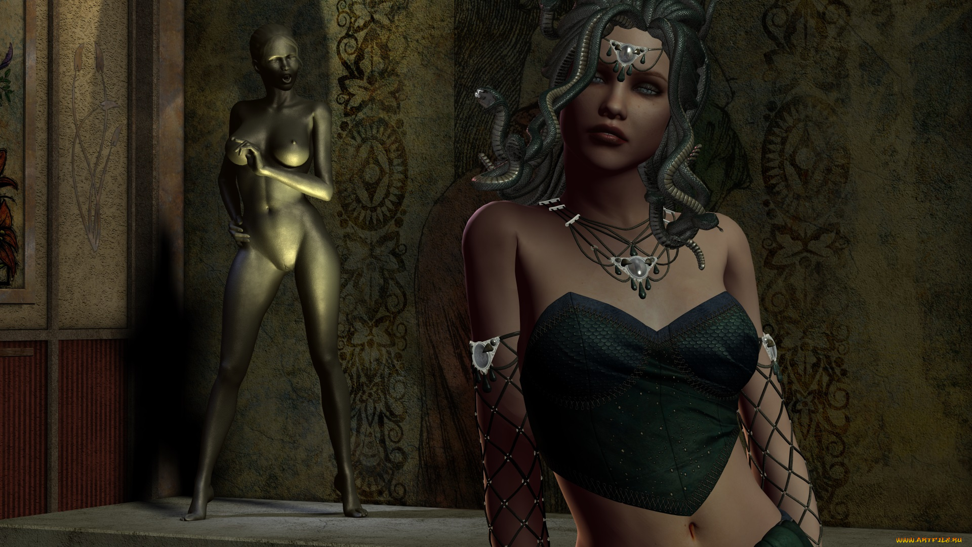 3д, графика, fantasy, , фантазия, скульптура, горгона