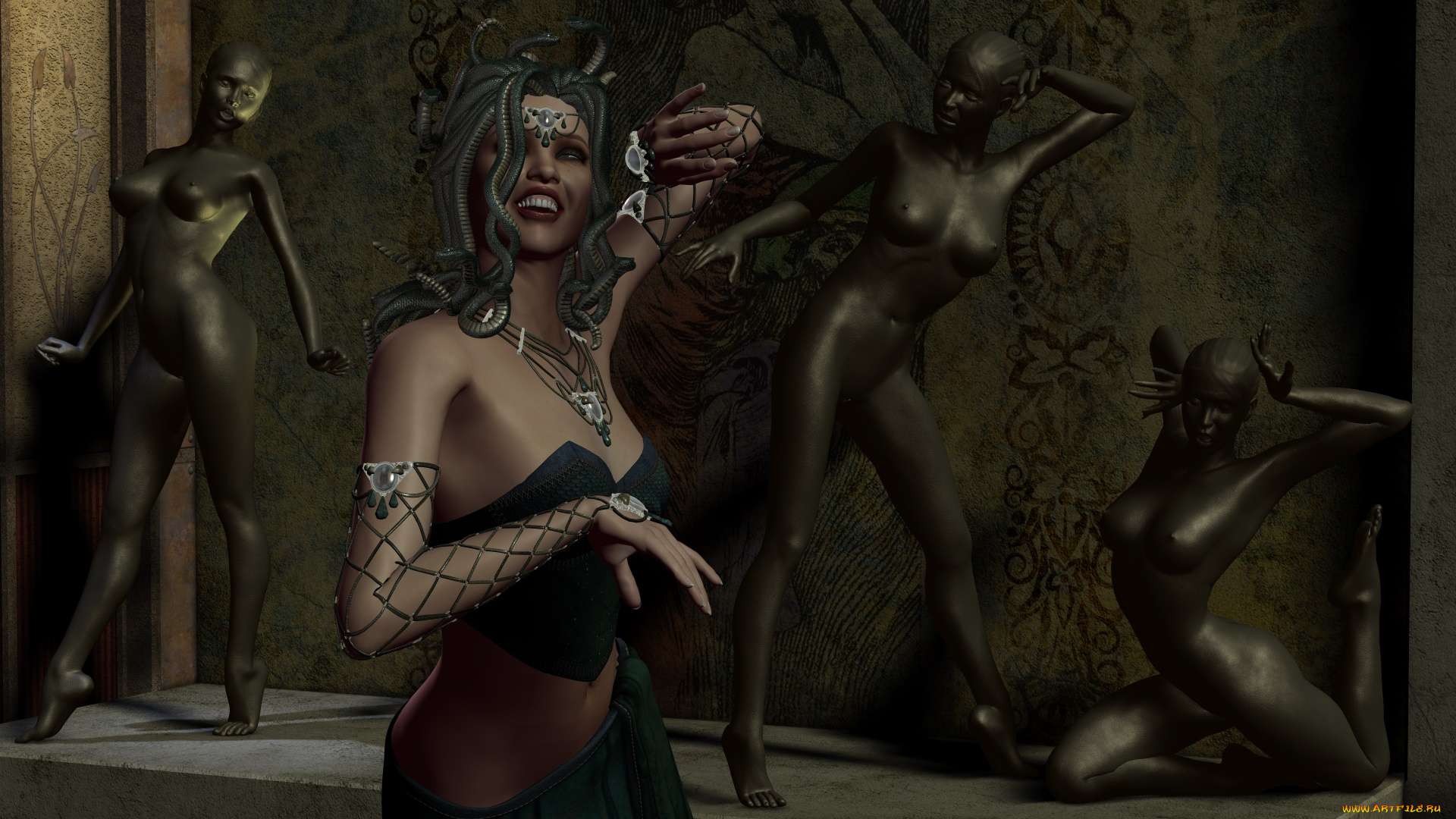 3д, графика, fantasy, , фантазия, скульптура, горгона