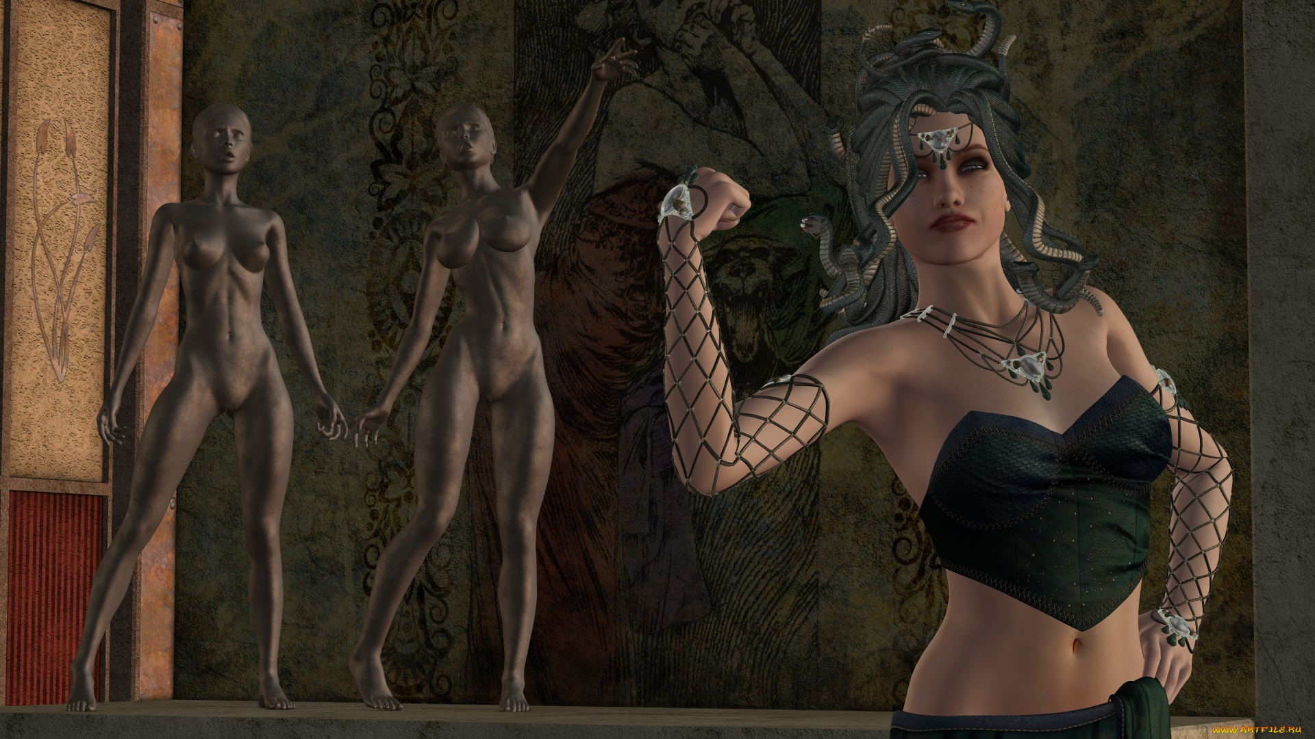 3д, графика, fantasy, , фантазия, скульптура, горгона