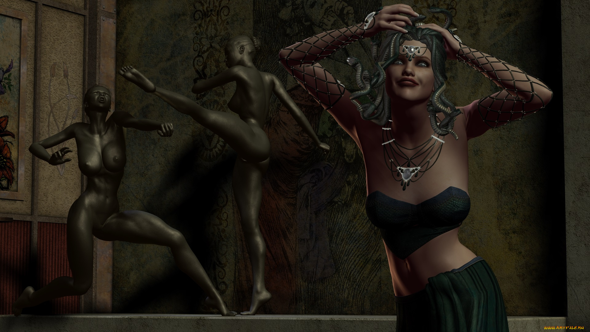 3д, графика, fantasy, , фантазия, скульптура, горгона