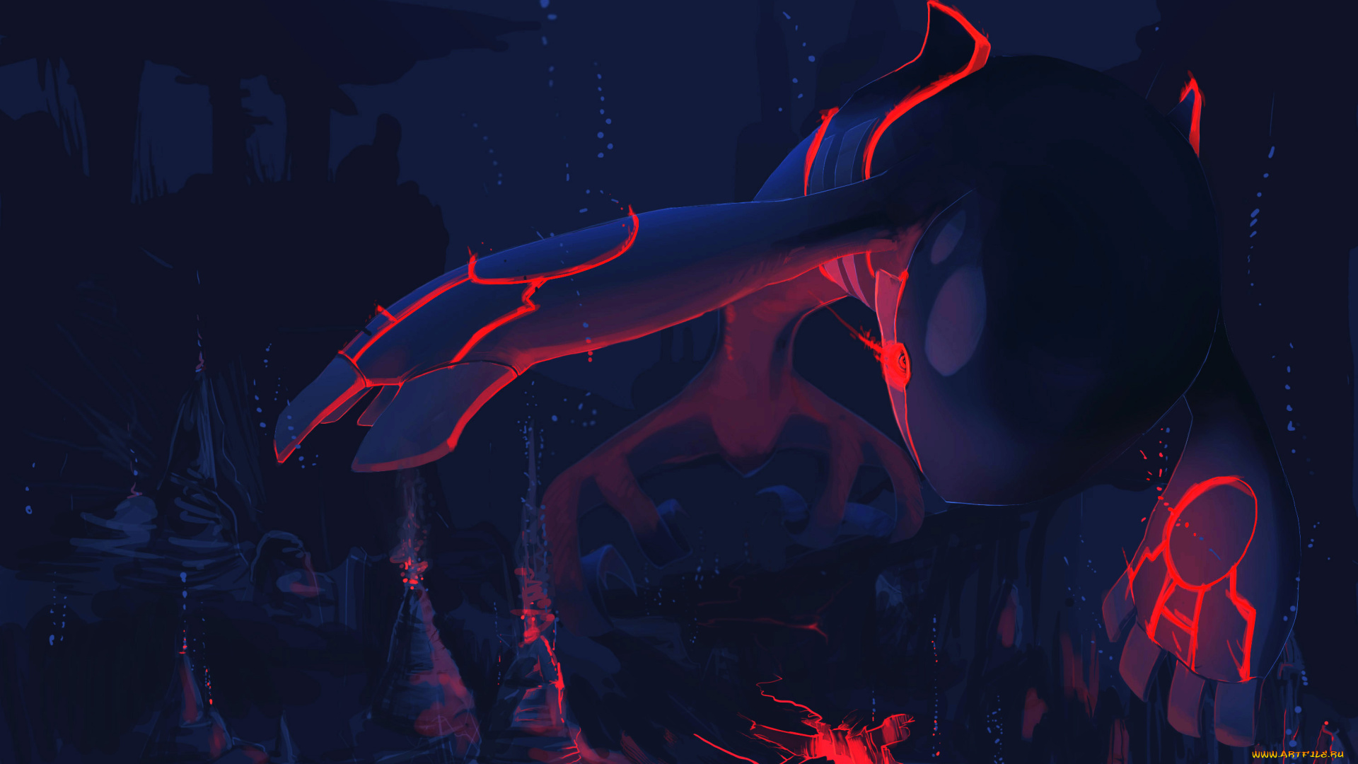 аниме, pokemon, плывёт, вода, разлом, пузырьки, арт, покемон