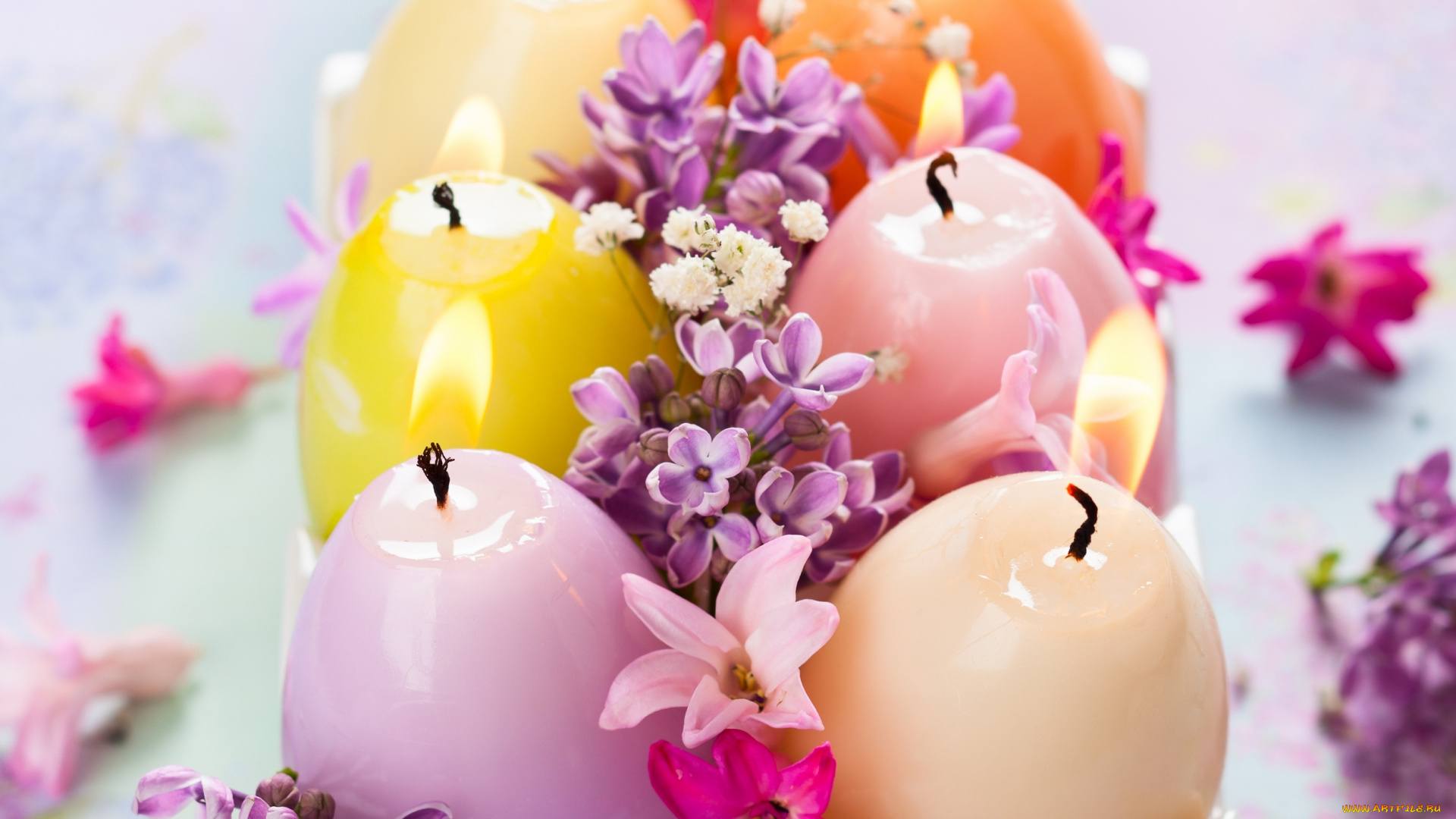 разное, свечи, цветы, красота