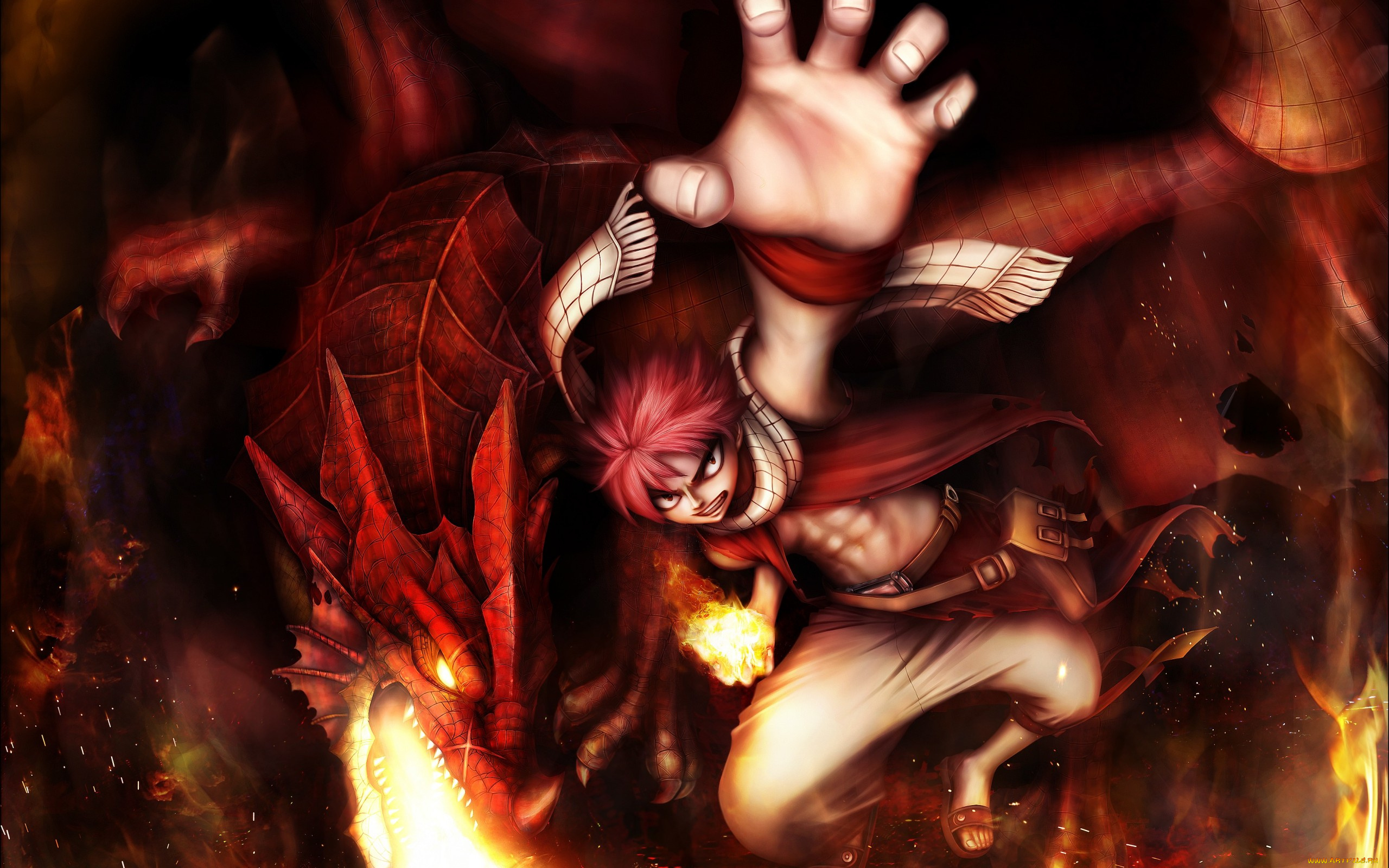 fairy, tail, аниме, битва, дракон, парень