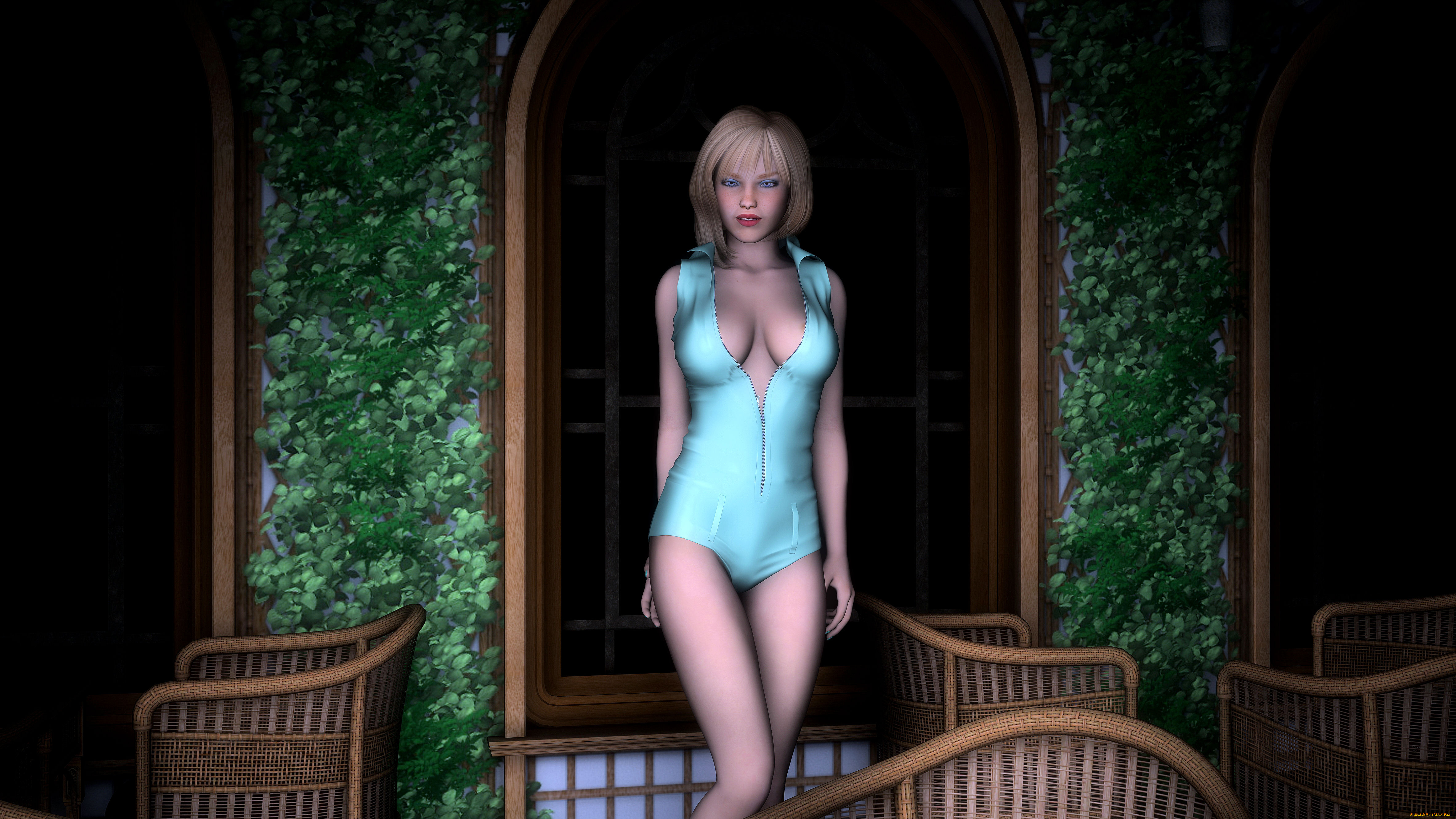 3д, графика, people, , люди, фон, взгляд, девушка, кресла