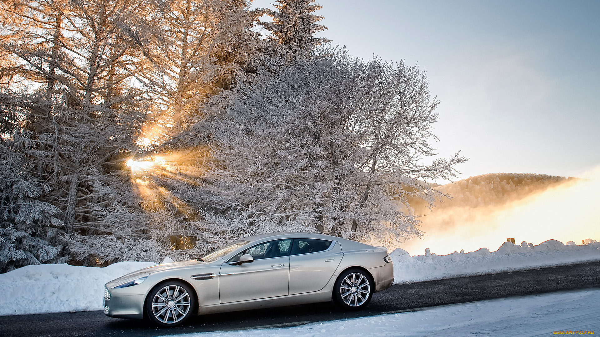 aston, martin, rapid, автомобили, aston, martin, вид, сбоку, астон, мартин, седан, rapide, зима, aston, martin, рапид