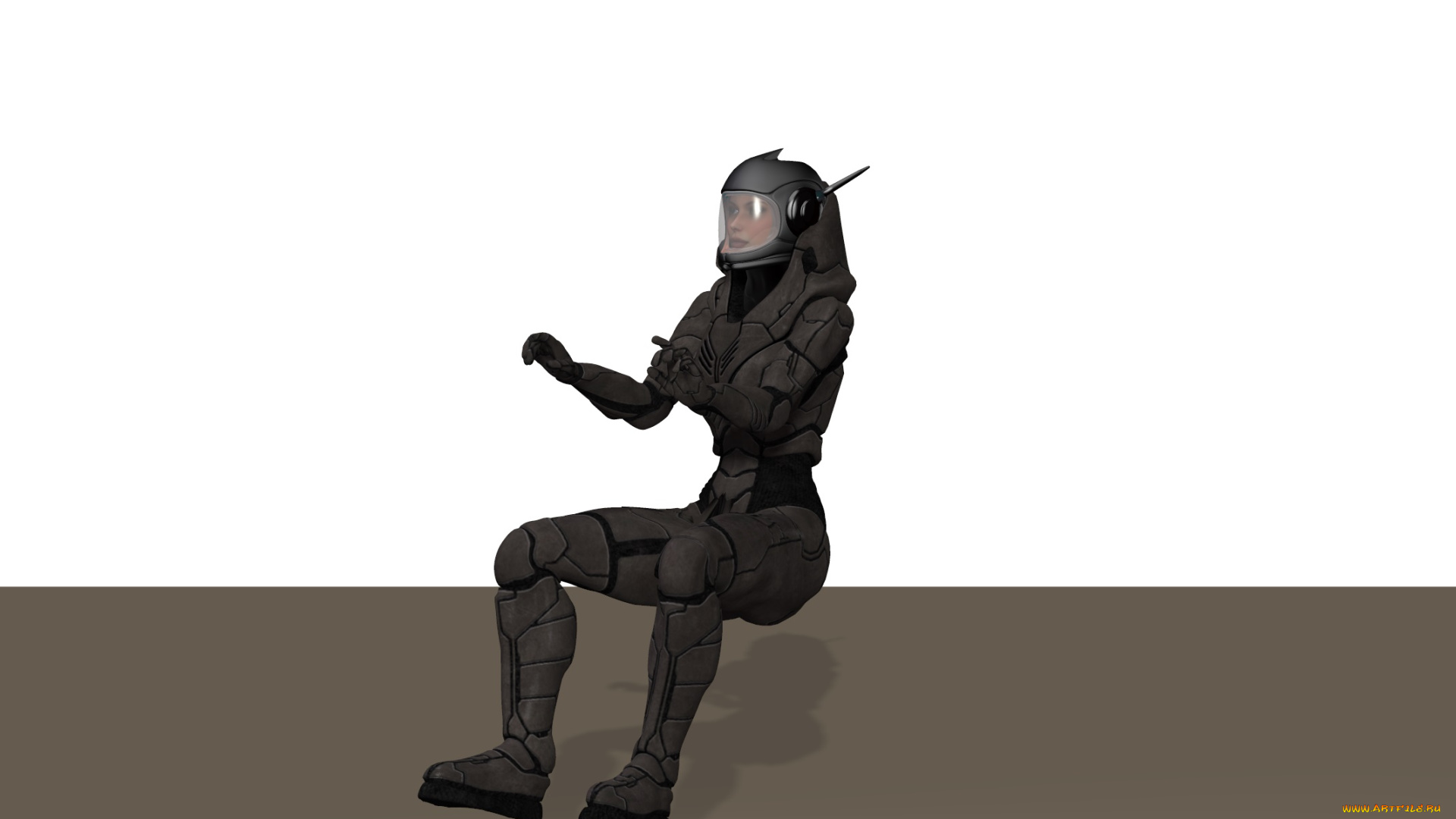 3д, графика, фантазия, , fantasy, астронавт, фон, взгляд, девушка