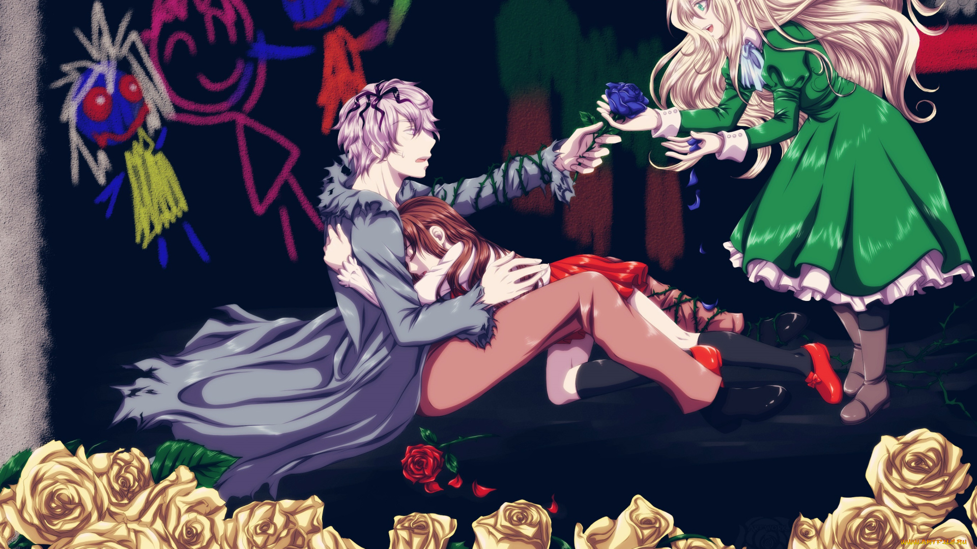 аниме, ib, розы, картины, иб