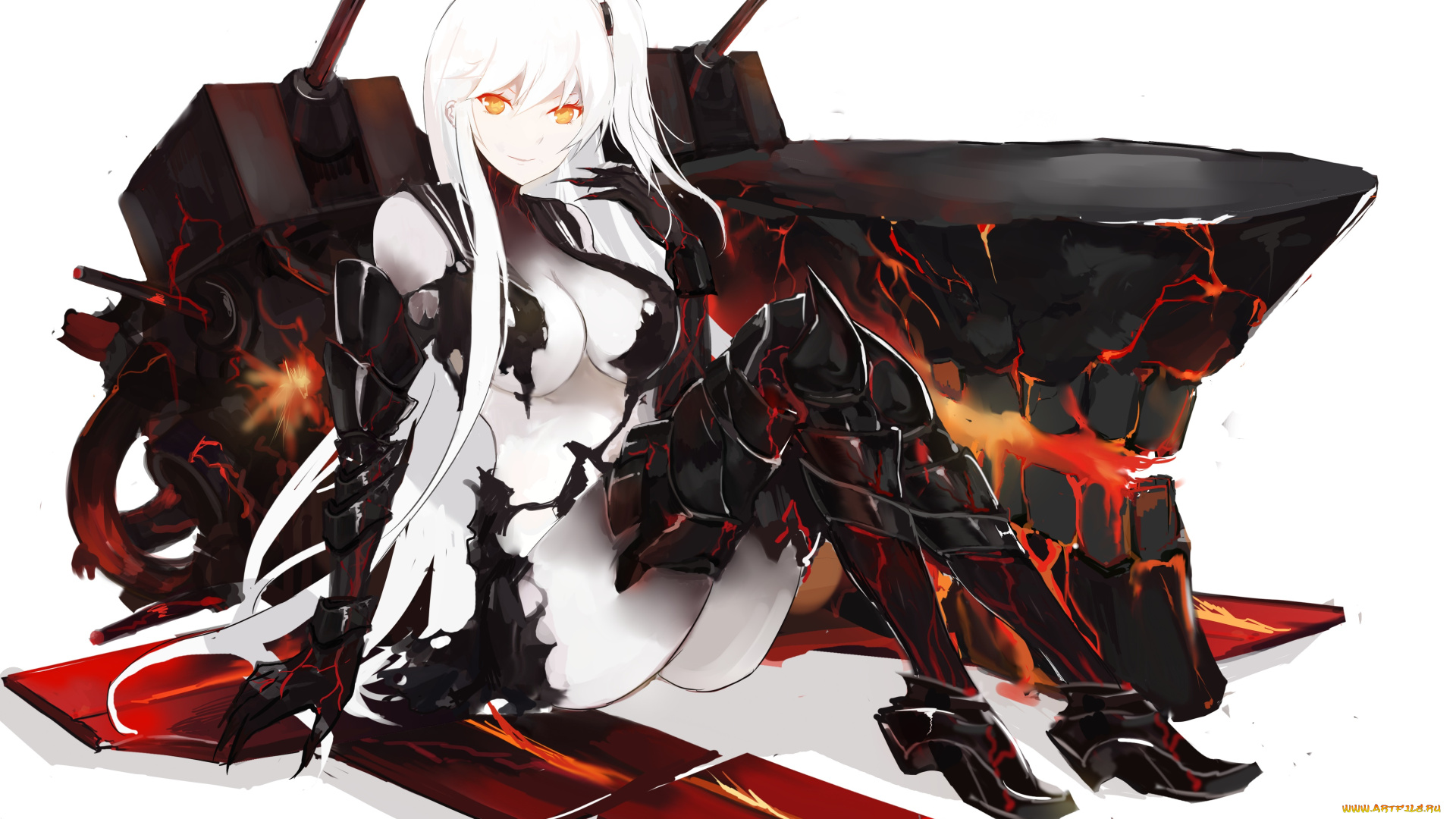 аниме, kantai, collection, взгляд, девушка, фон