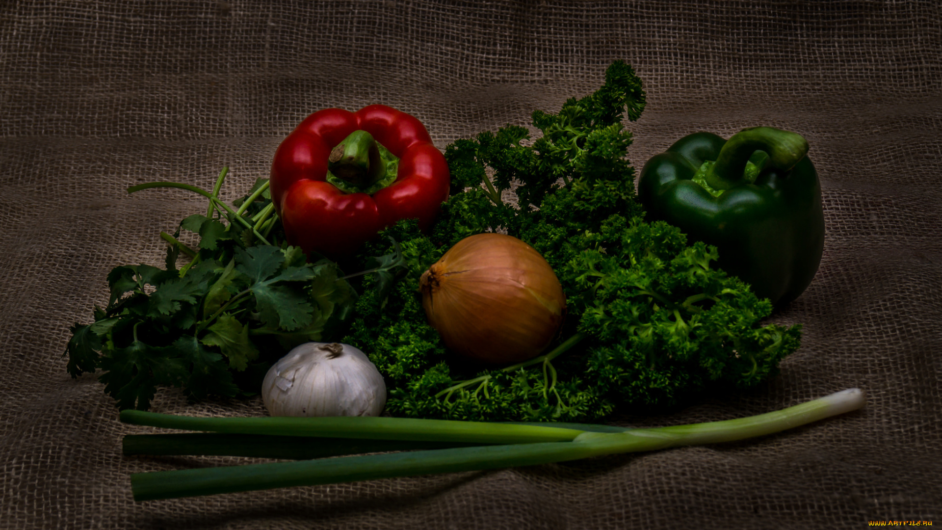 еда, овощи, перец, зелень, лук