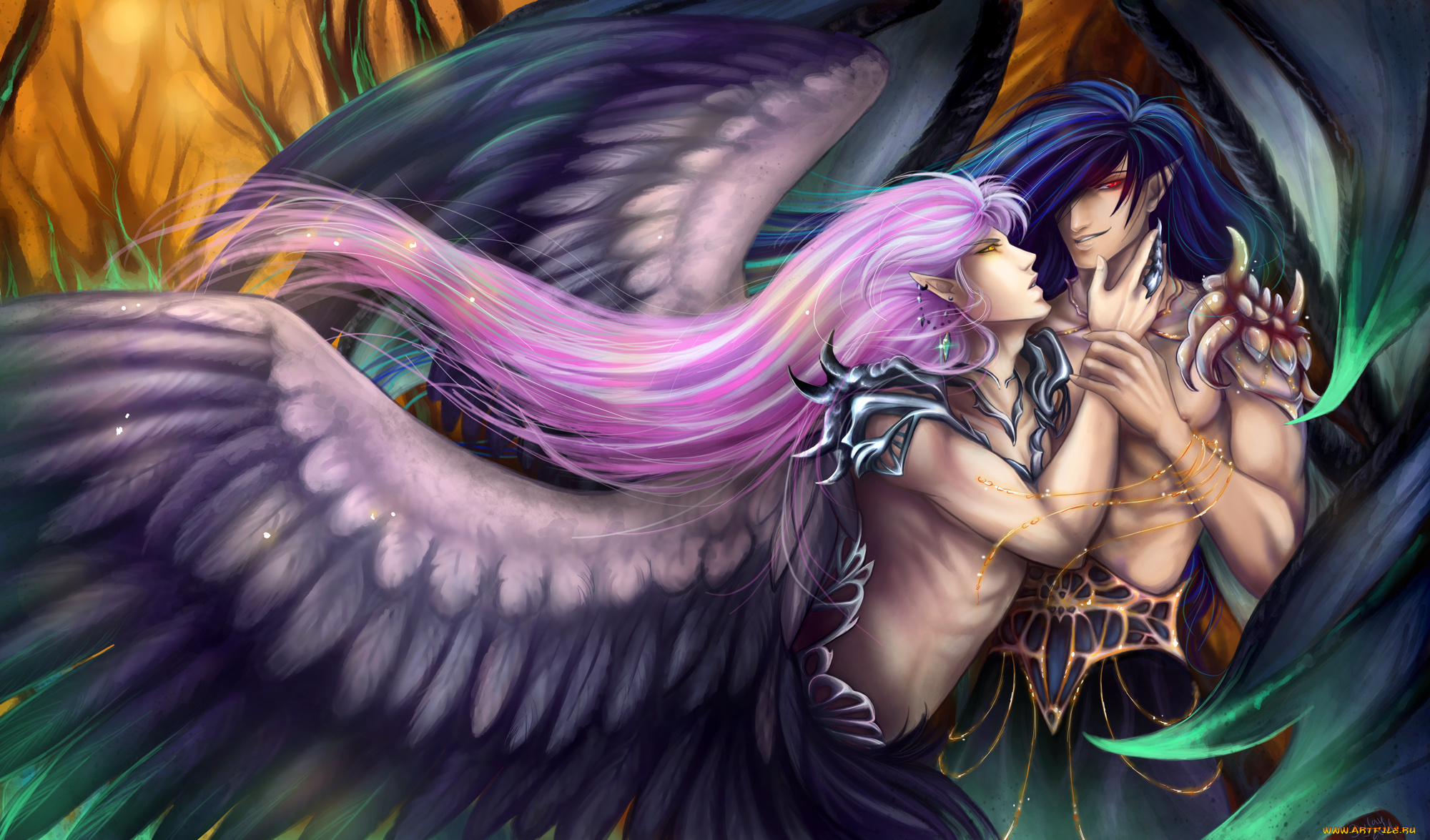 фэнтези, ангелы, пара, ангел