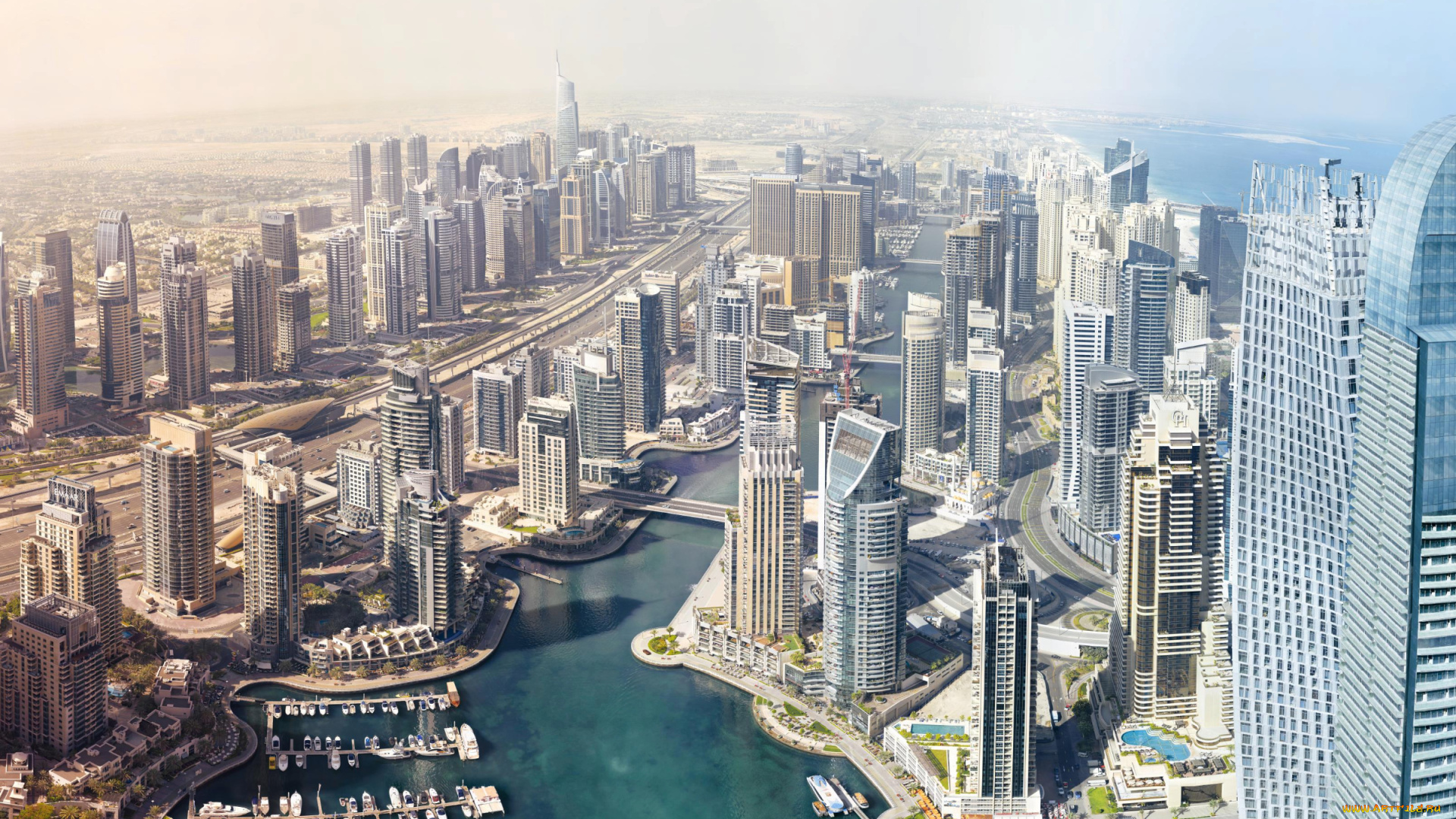 города, дубай, , оаэ, город, река