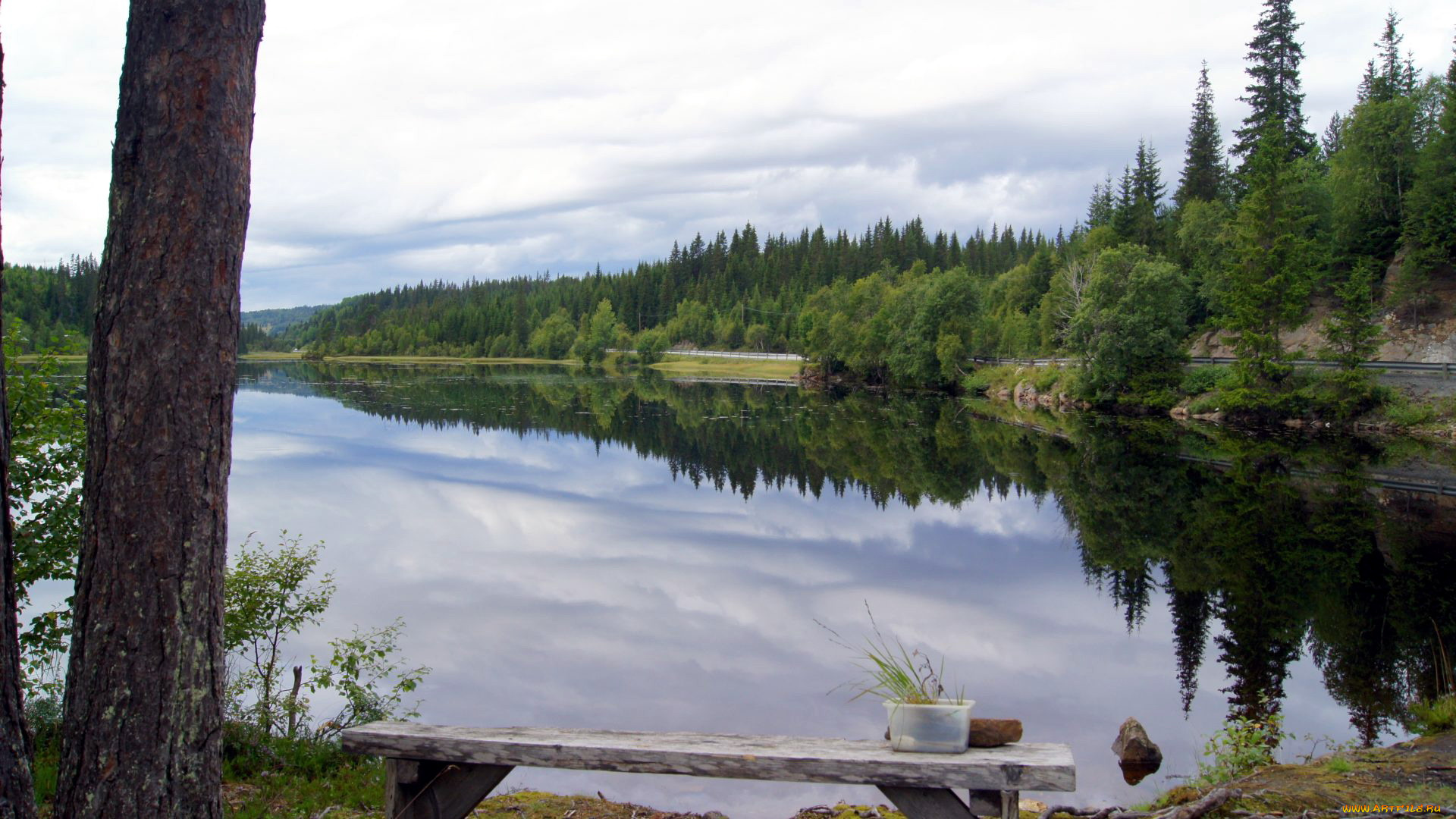 природа, реки, озера, простор, скамейка, река