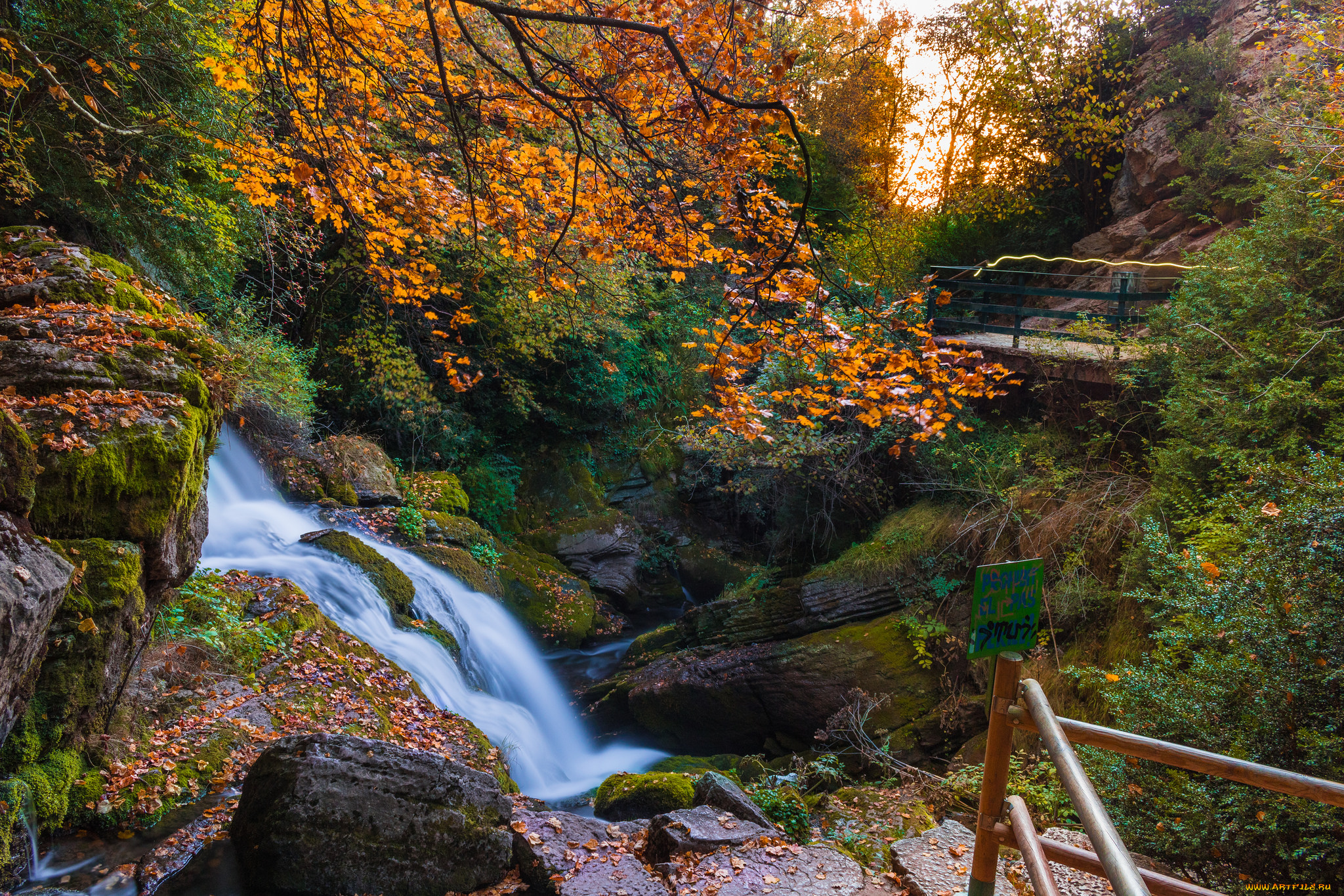 природа, водопады, водопад, река, лес