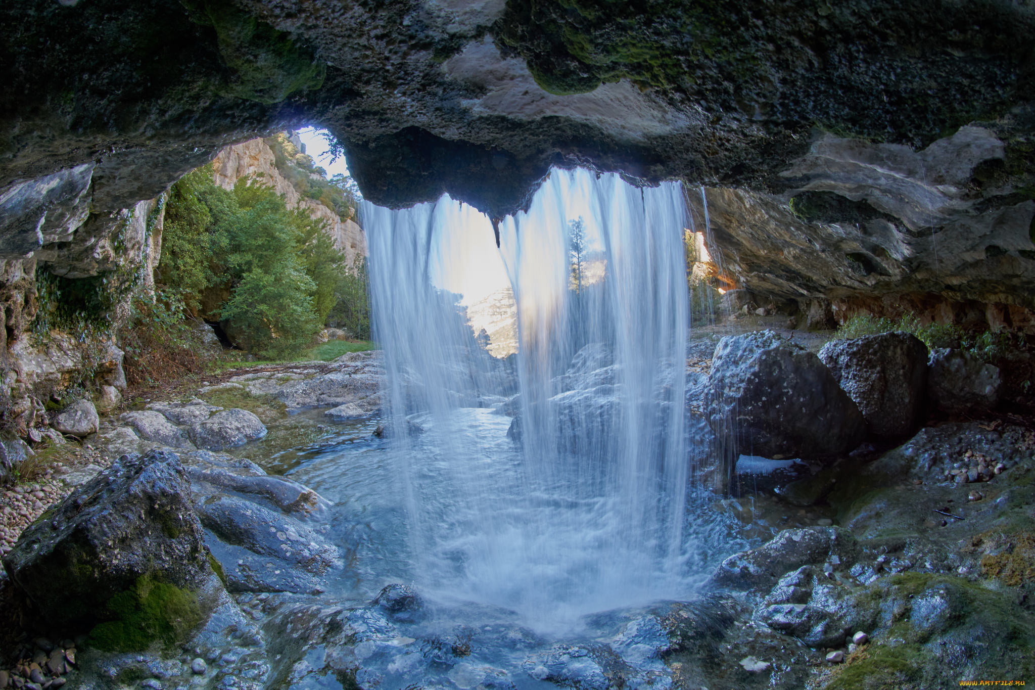 природа, водопады, водопад, река, лес