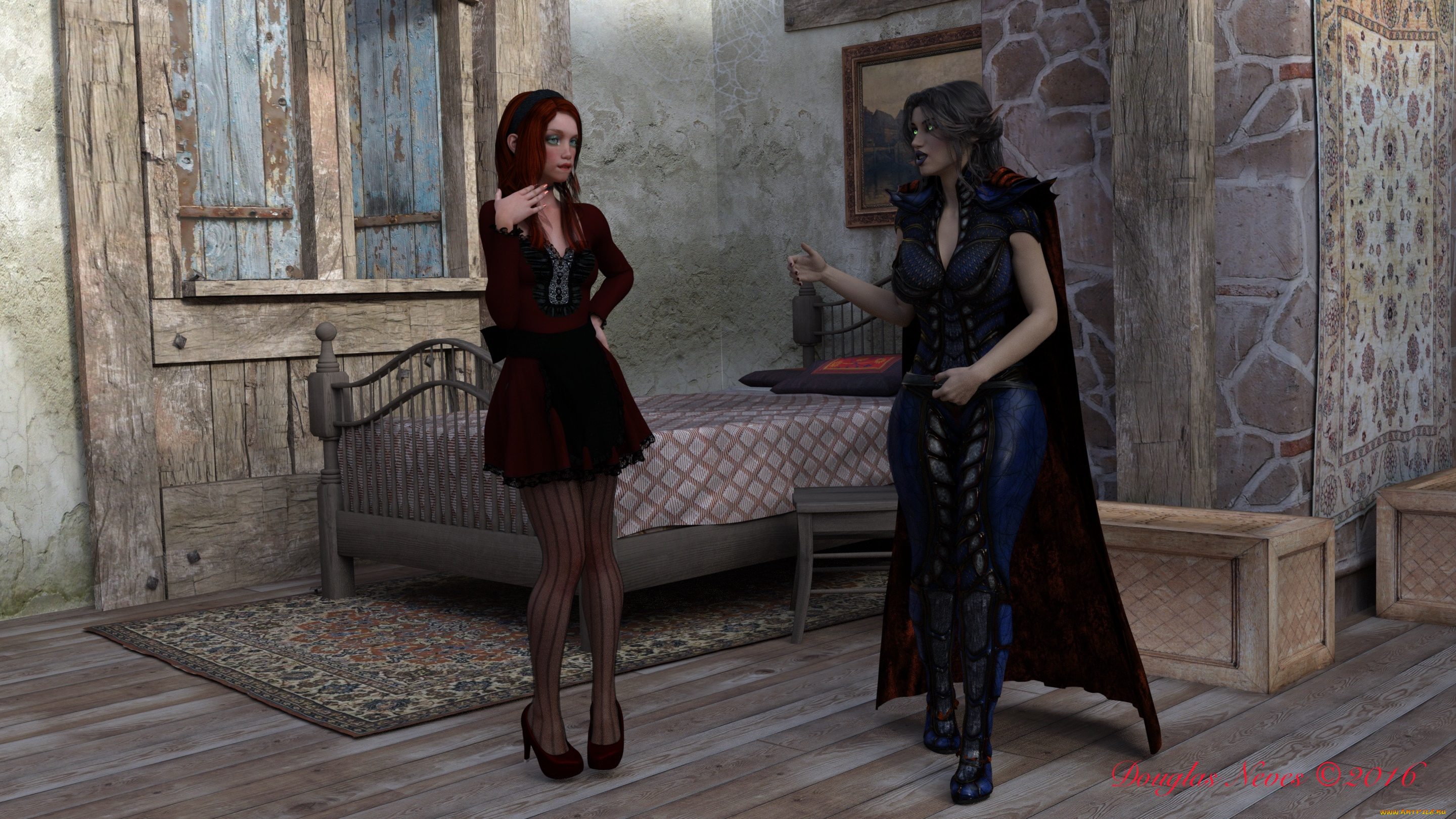 3д, графика, фантазия, , fantasy, девушки, взгляд, фон, существо