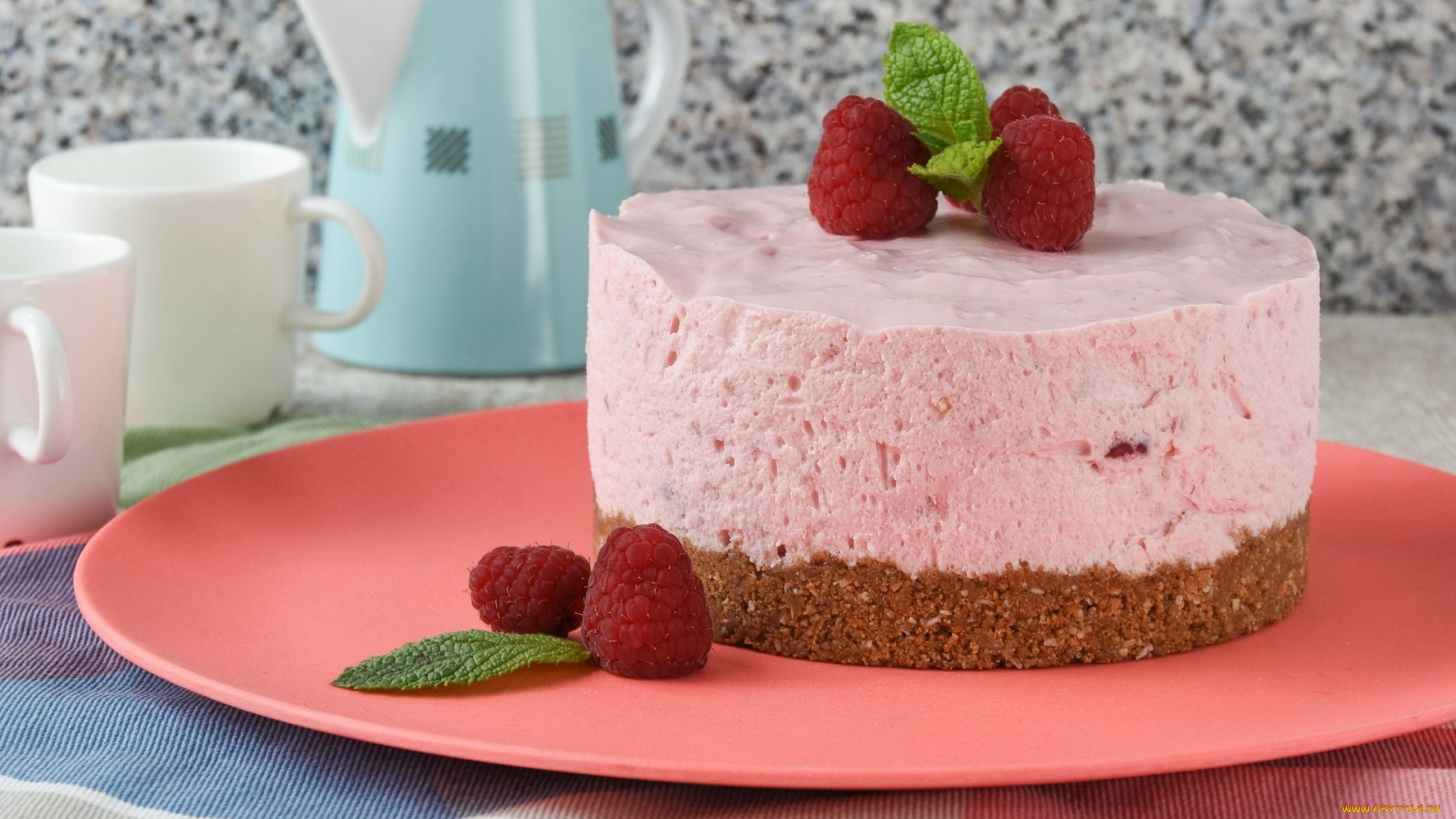 еда, торты, мята, малина, торт, лакомство