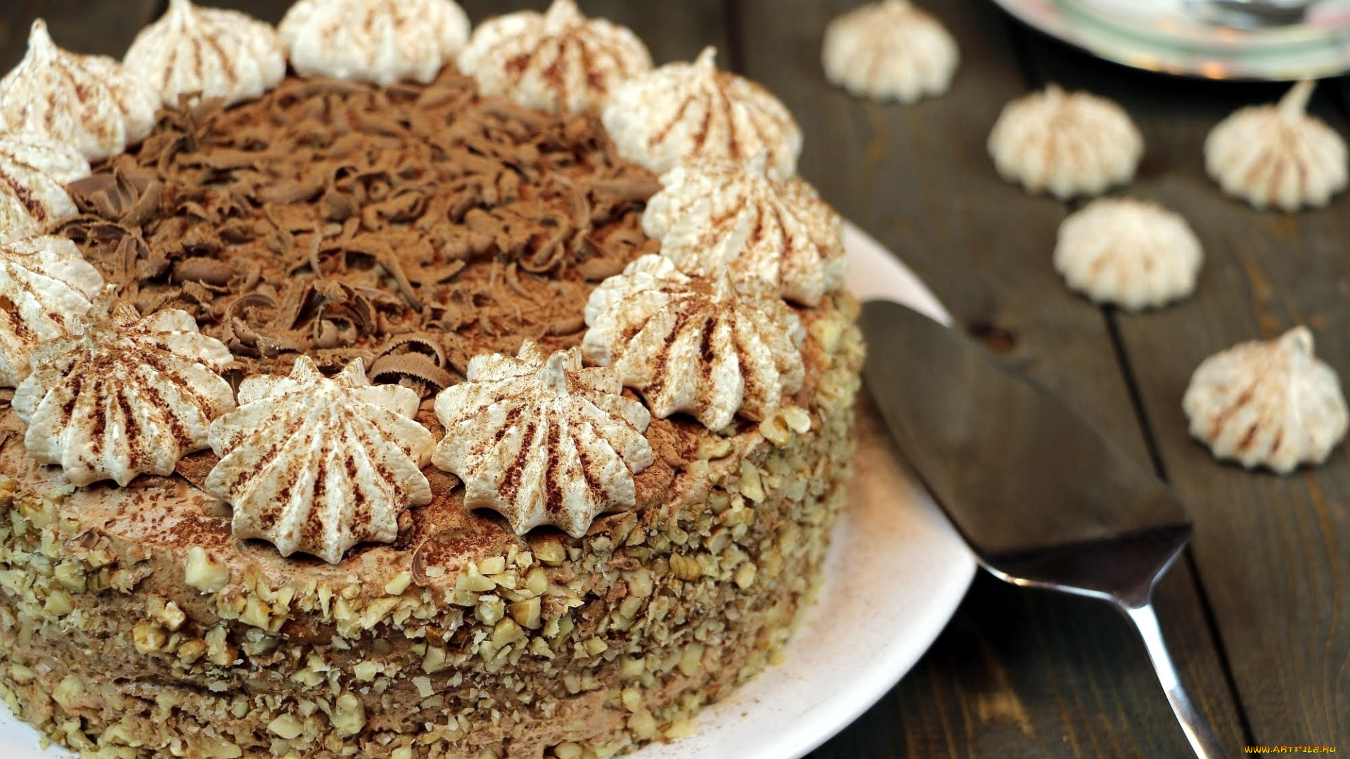 еда, торты, ореховый, торт, лакомство
