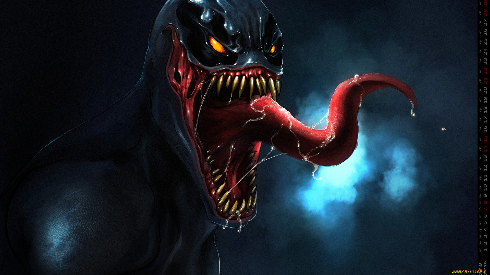 календари, фэнтези, чудовище, язык, взгляд