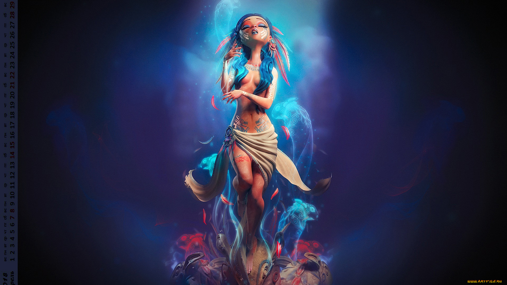 календари, фэнтези, девушка