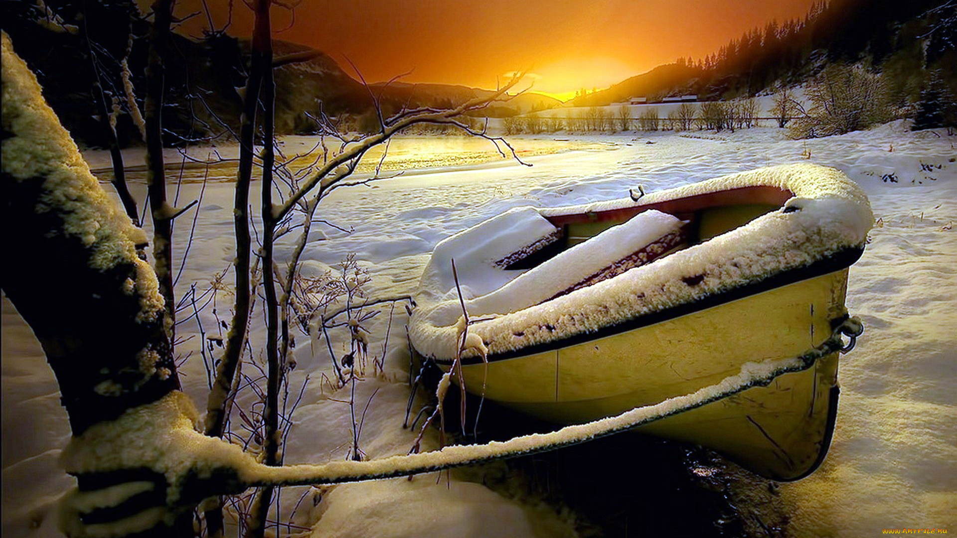 корабли, лодки, , шлюпки, снег, лодка, зима
