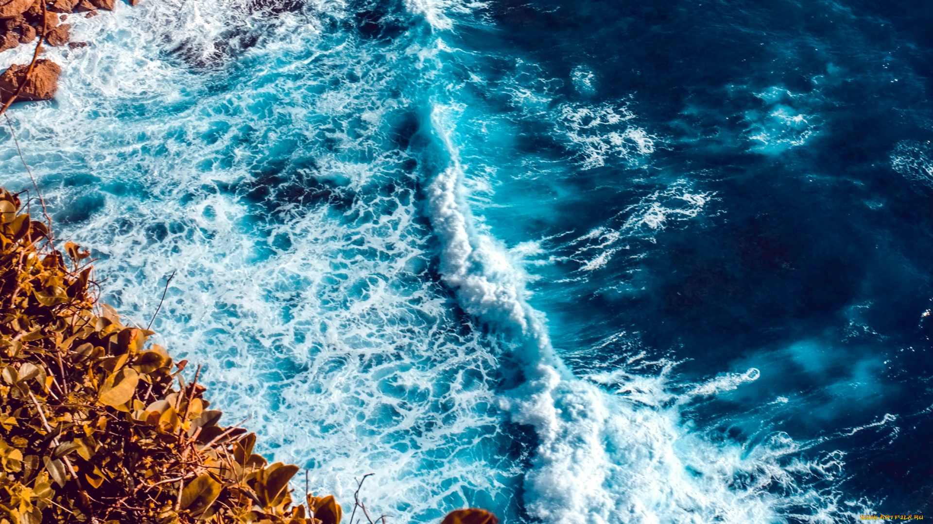 природа, побережье, вода, прибой, волны