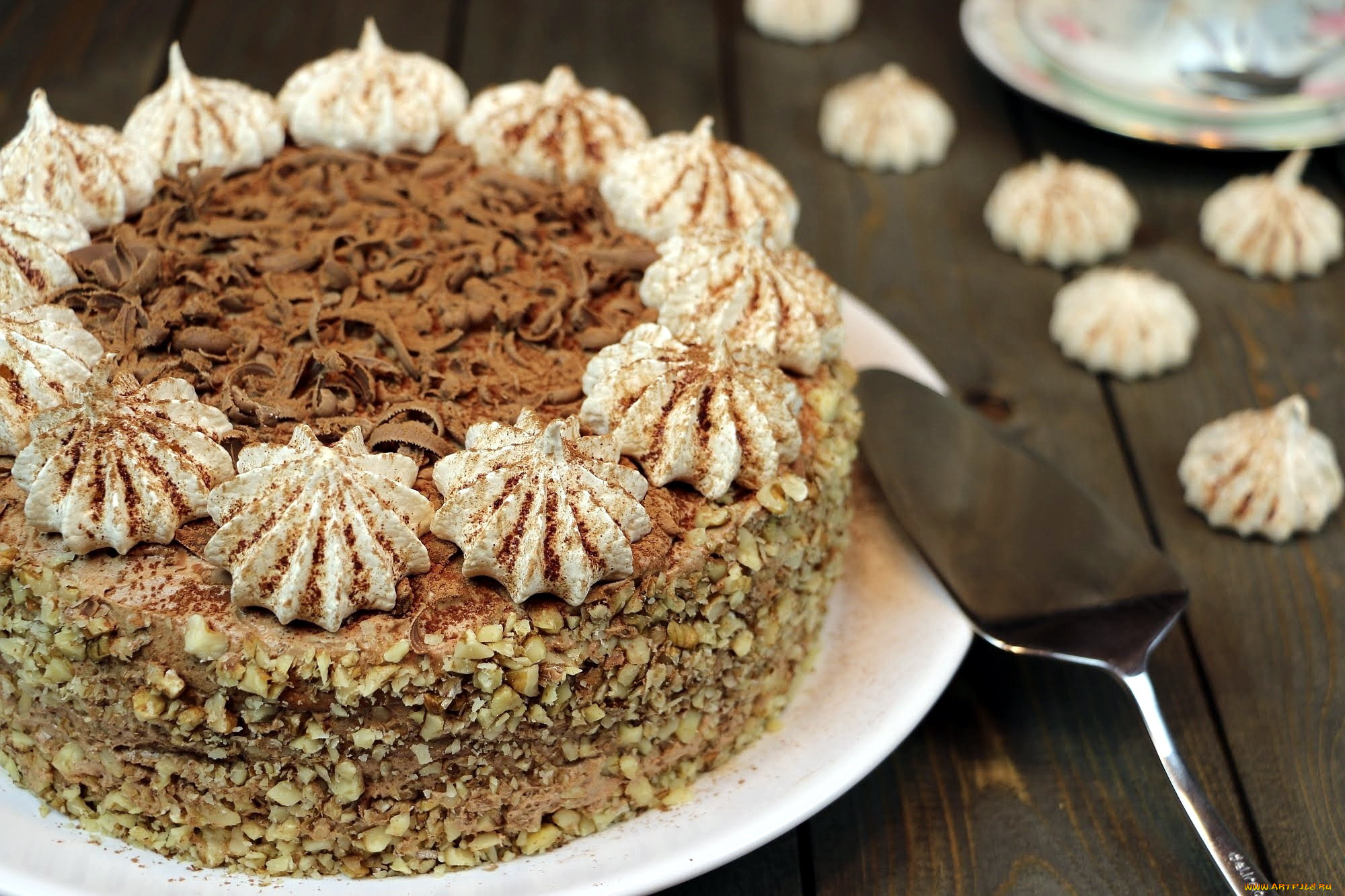 еда, торты, ореховый, торт, лакомство