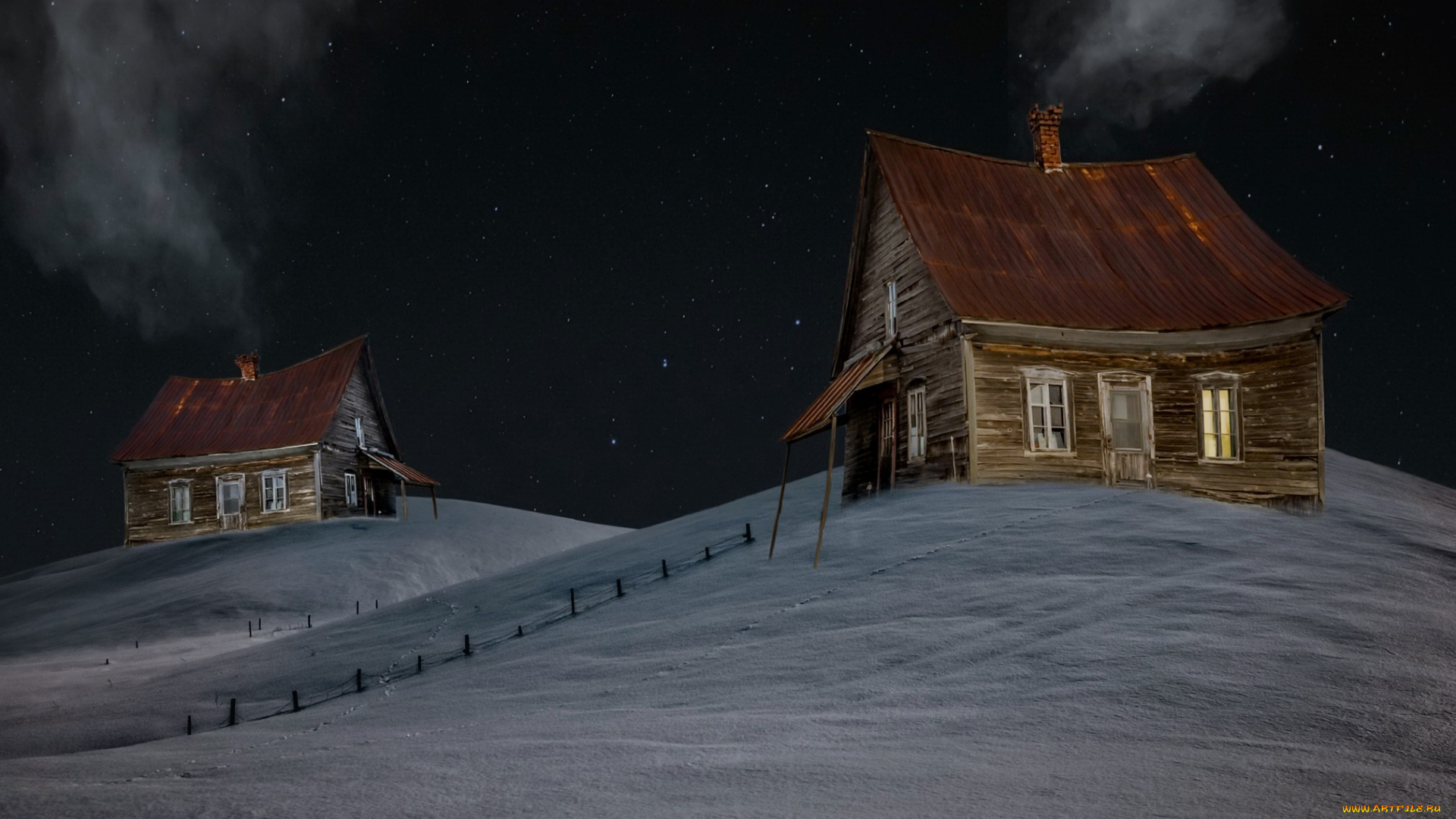 города, -, здания, , дома, домики, фон, ночь