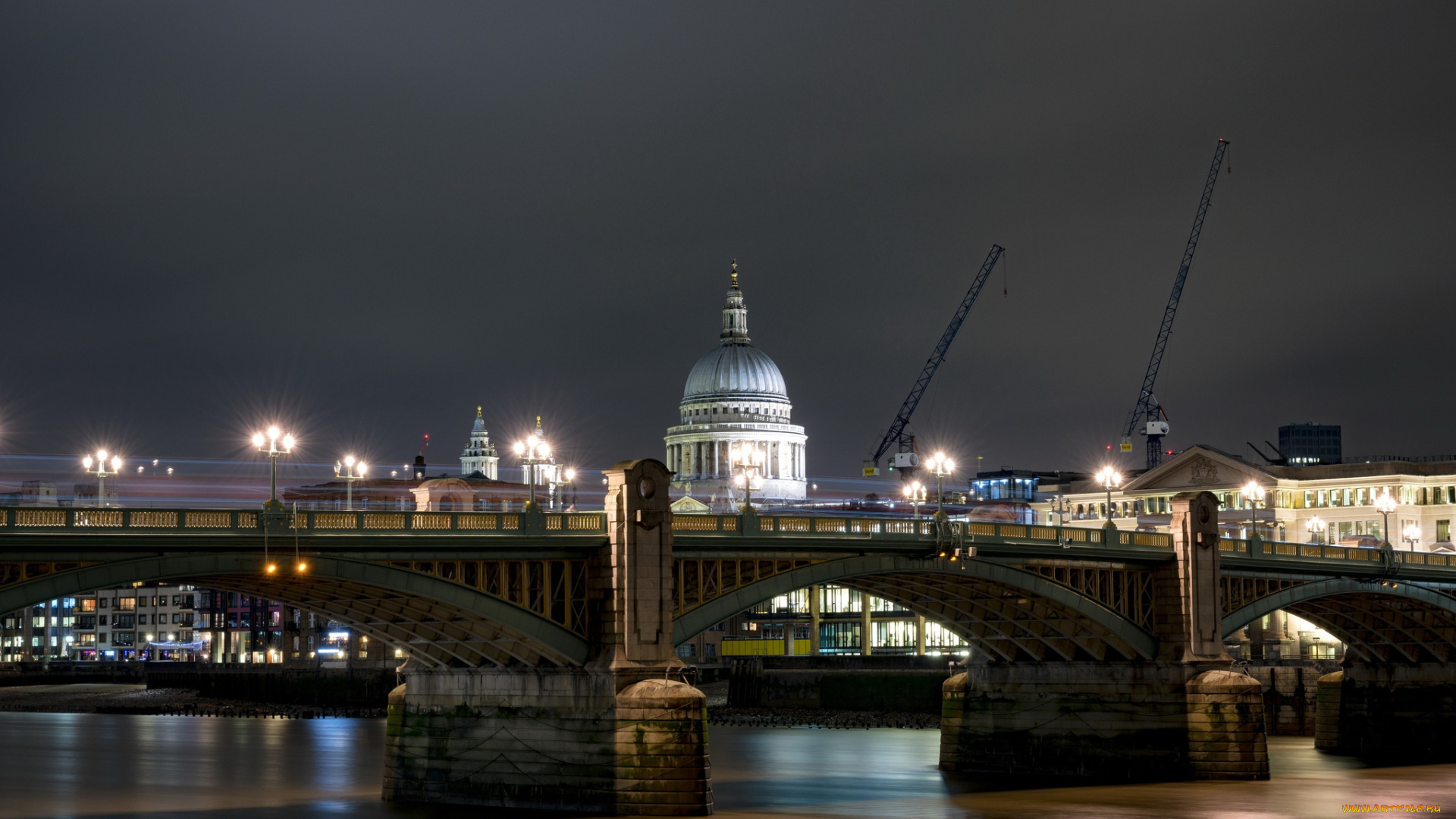 города, лондон, , великобритания, мост, ночь, город, лондон